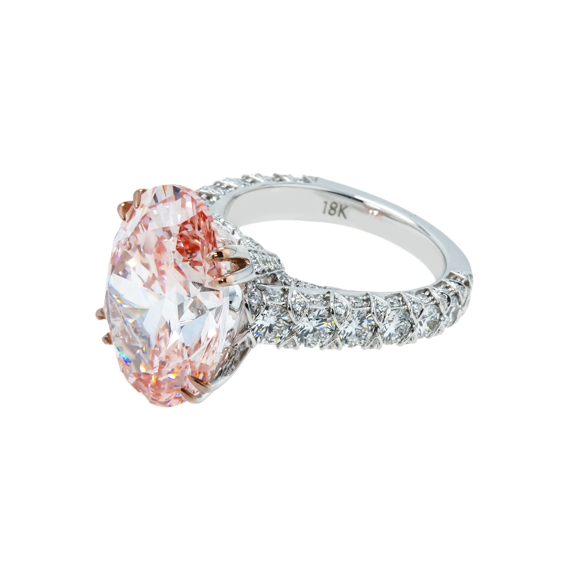 18K White Gold 10.30Ct Oval Cut Fvp Diamond Engagement Ring 12.40Ctw Bridal