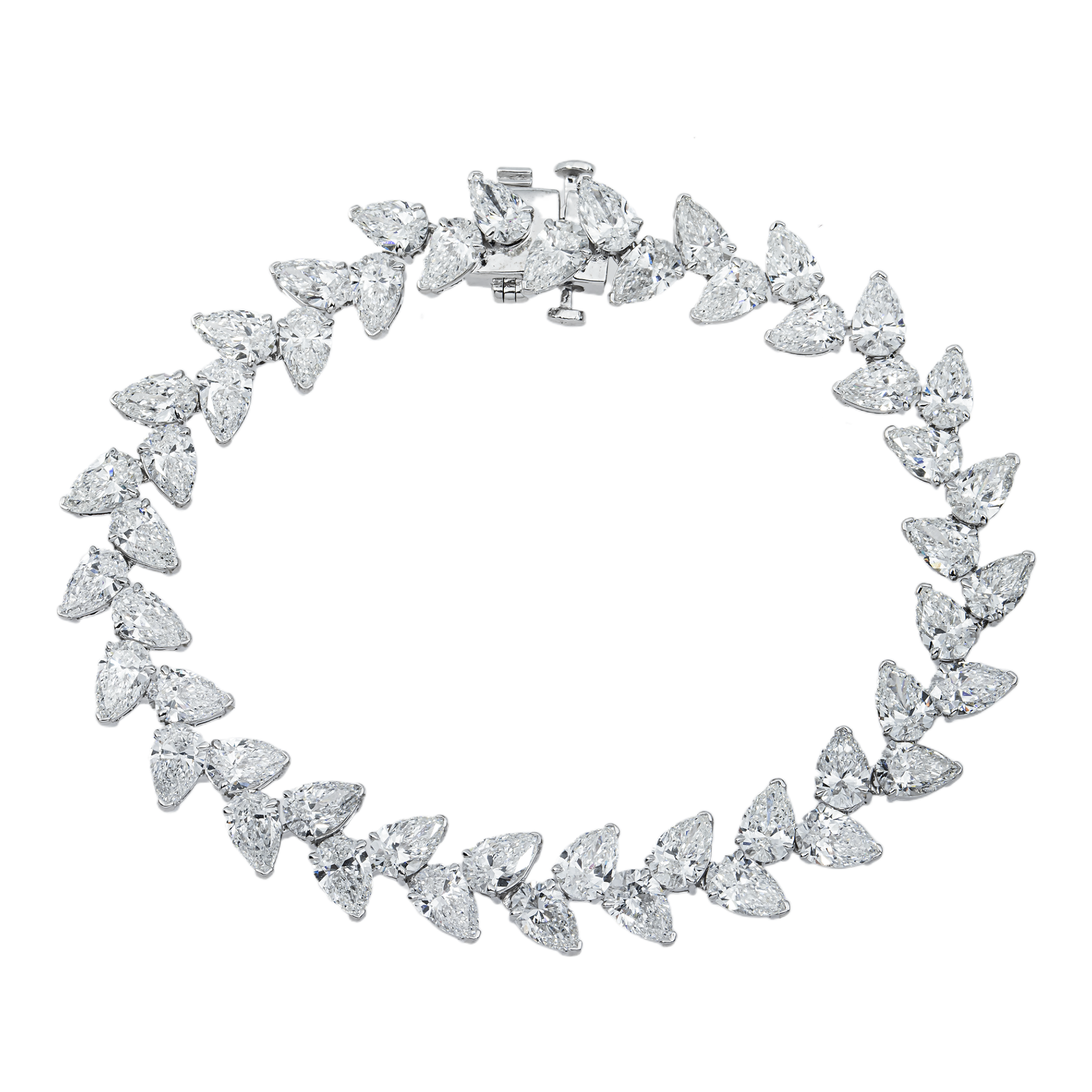 14K White Gold Pear Cut Diamond Bracelet 17.38ct