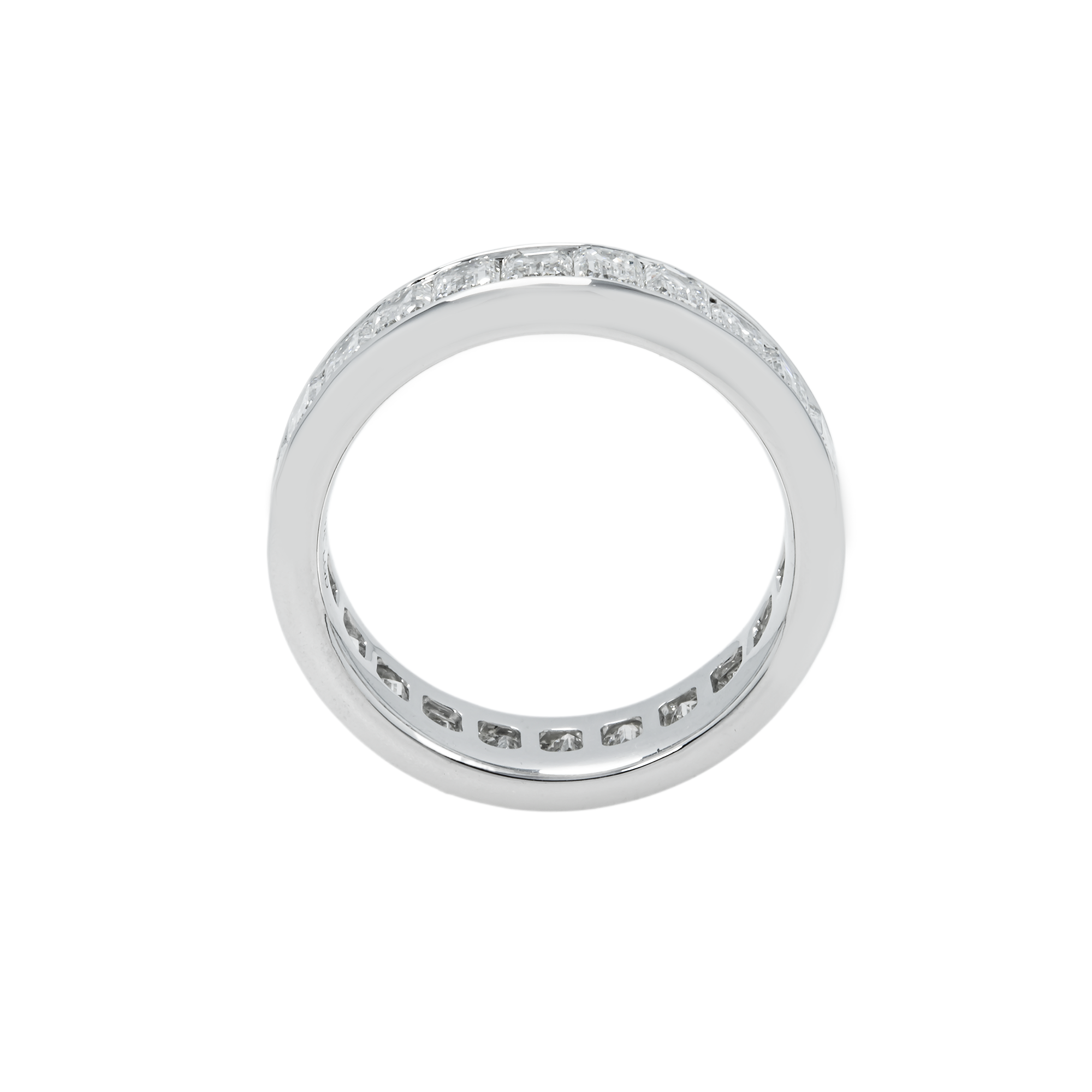 14K White Gold Channel Set Emerald Cut Diamond Eternity Ring 5.90Ct Rings