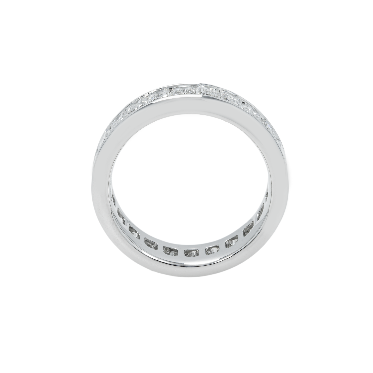 14K White Gold Channel Set Emerald Cut Diamond Eternity Ring 5.90ct