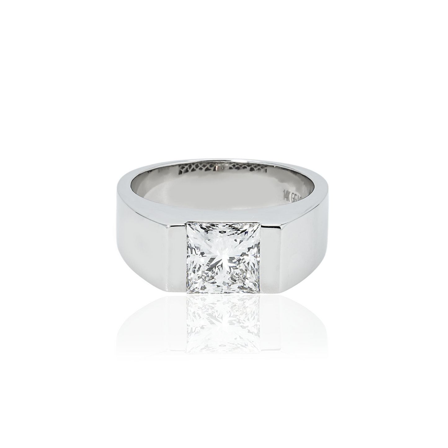 IGI 14K White Gold Solitaire Princess Cut Diamond Ring 3.05ct