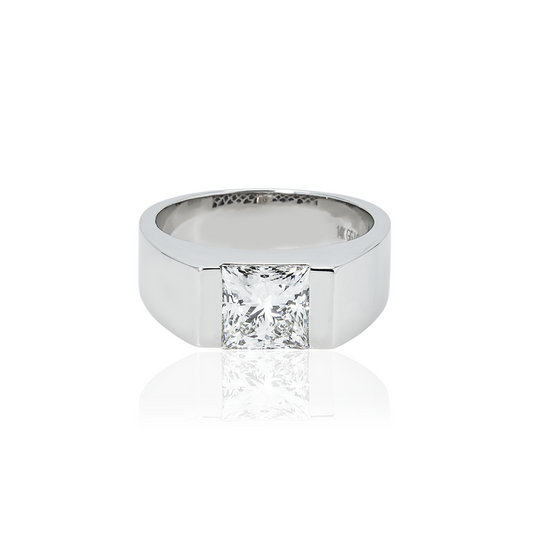 Igi 14K White Gold Solitaire Princess Cut Diamond Ring 3.05Ct Rings