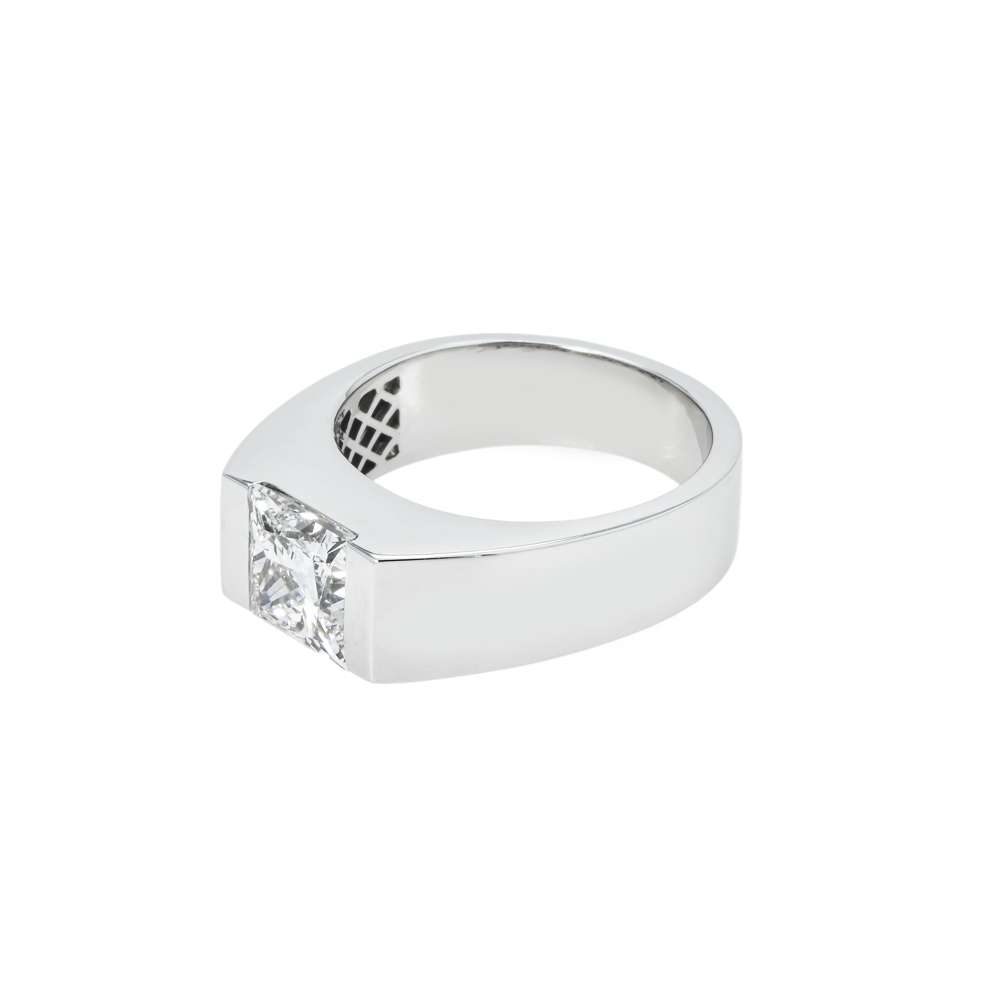 Igi 14K White Gold Solitaire Princess Cut Diamond Ring 3.05Ct Rings