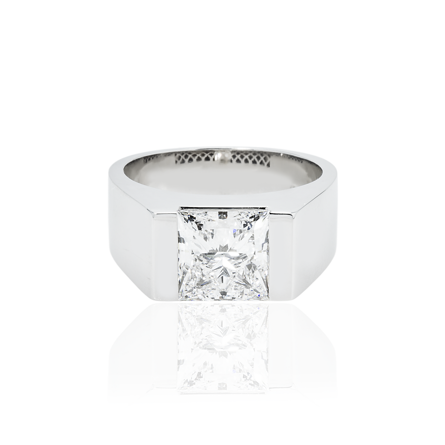 IGI 14K White Gold Solitaire Princess Cut Diamond Ring 5.01ct