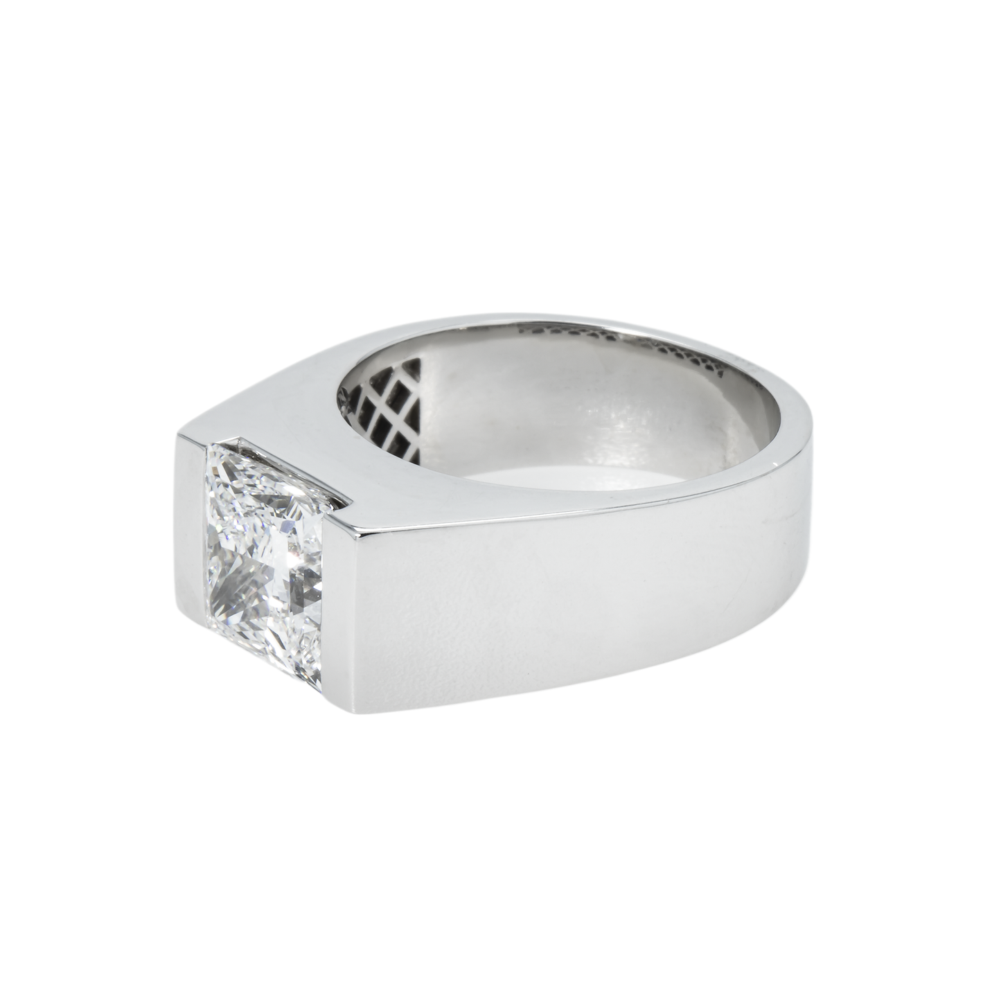 IGI 14K White Gold Solitaire Princess Cut Diamond Ring 5.01ct