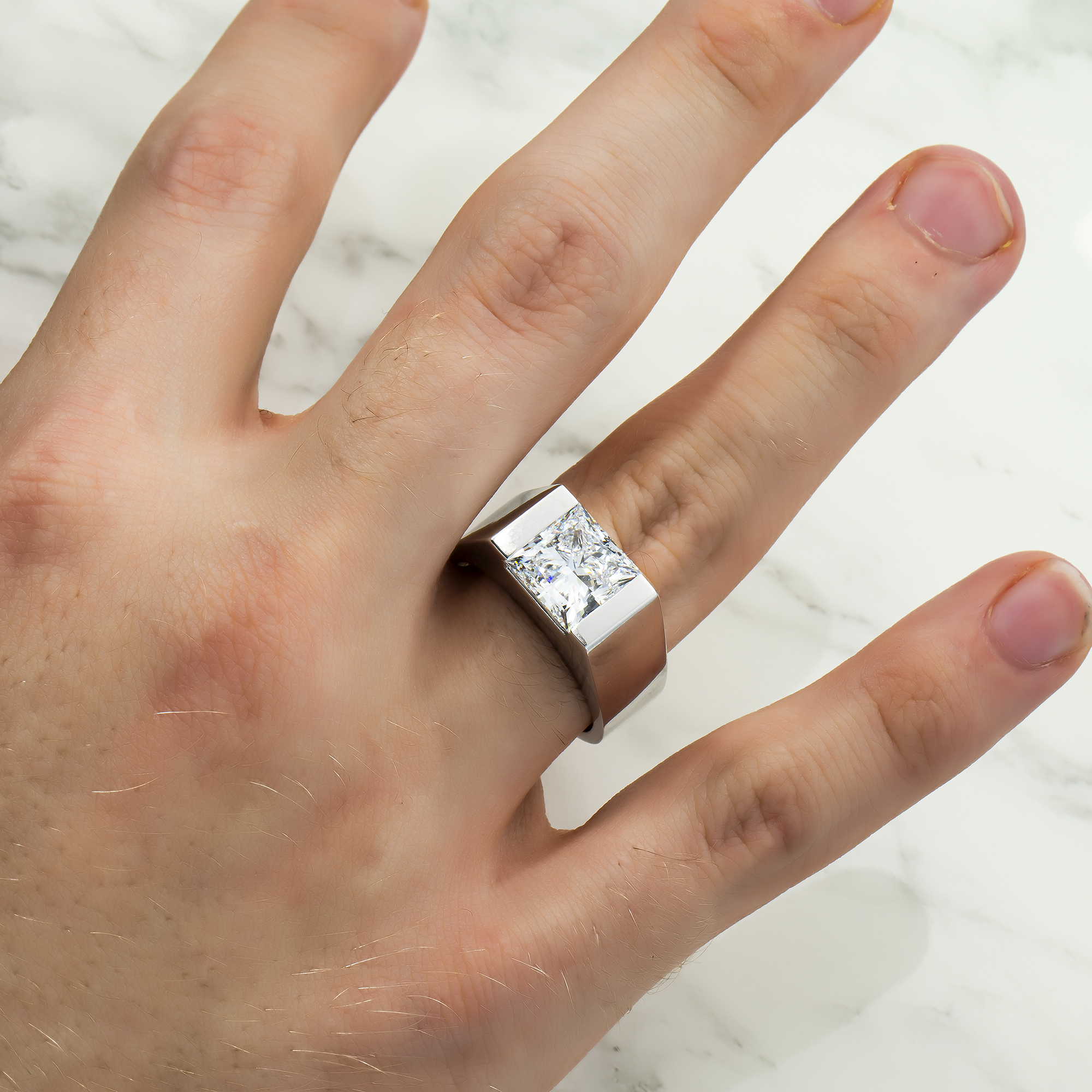 Igi 14K White Gold Solitaire Princess Cut Diamond Ring 5.01Ct Rings