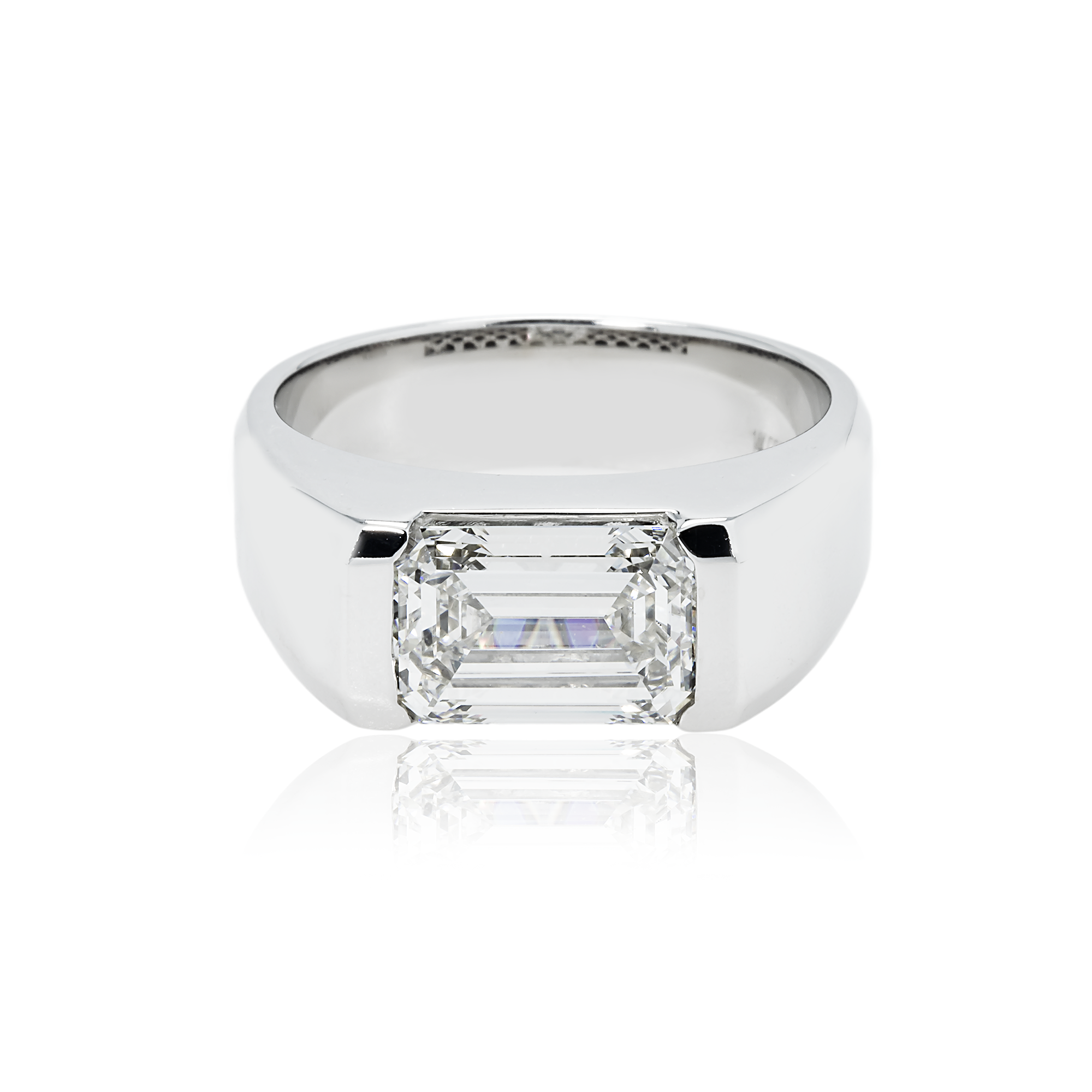 Igi 14K White Gold Solitaire Emerald Cut Diamond Ring 4.36Ct Rings