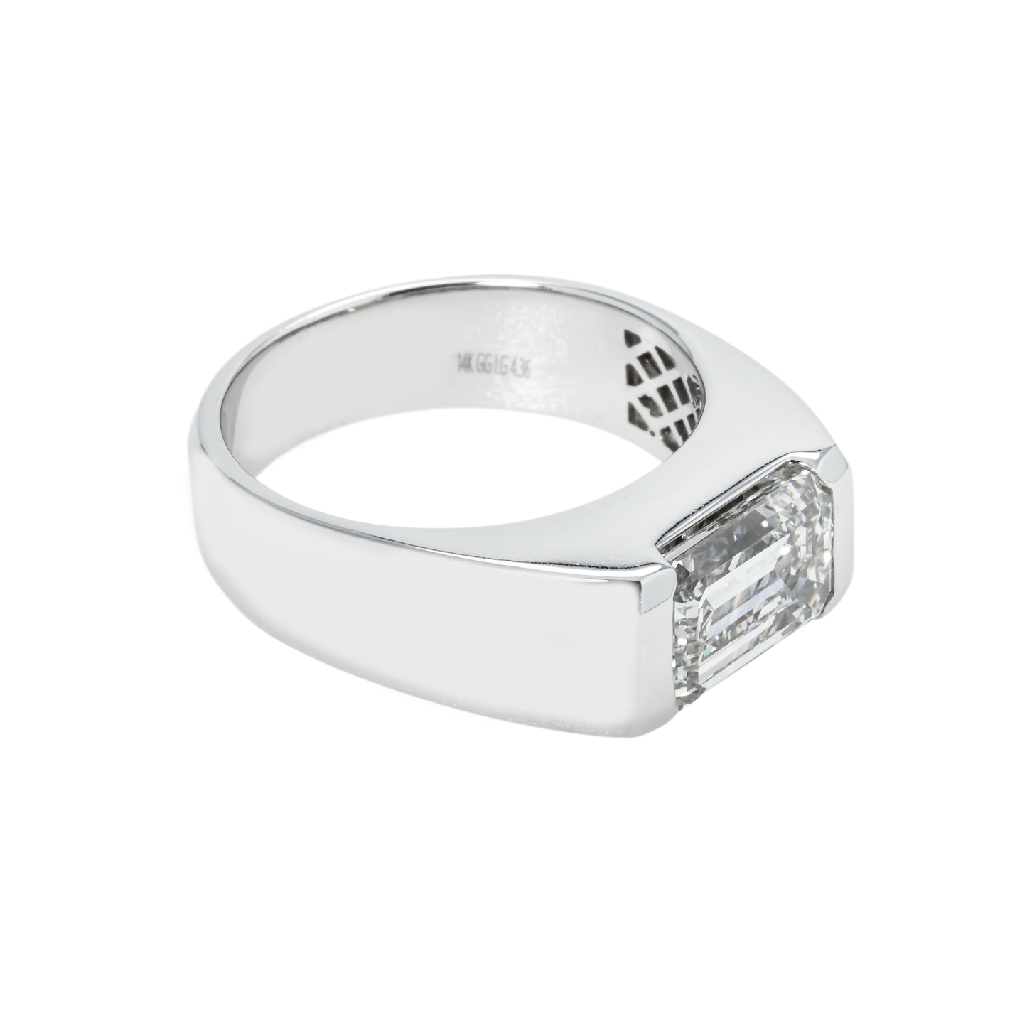 IGI 14K White Gold Solitaire Emerald Cut Diamond Ring 4.36ct