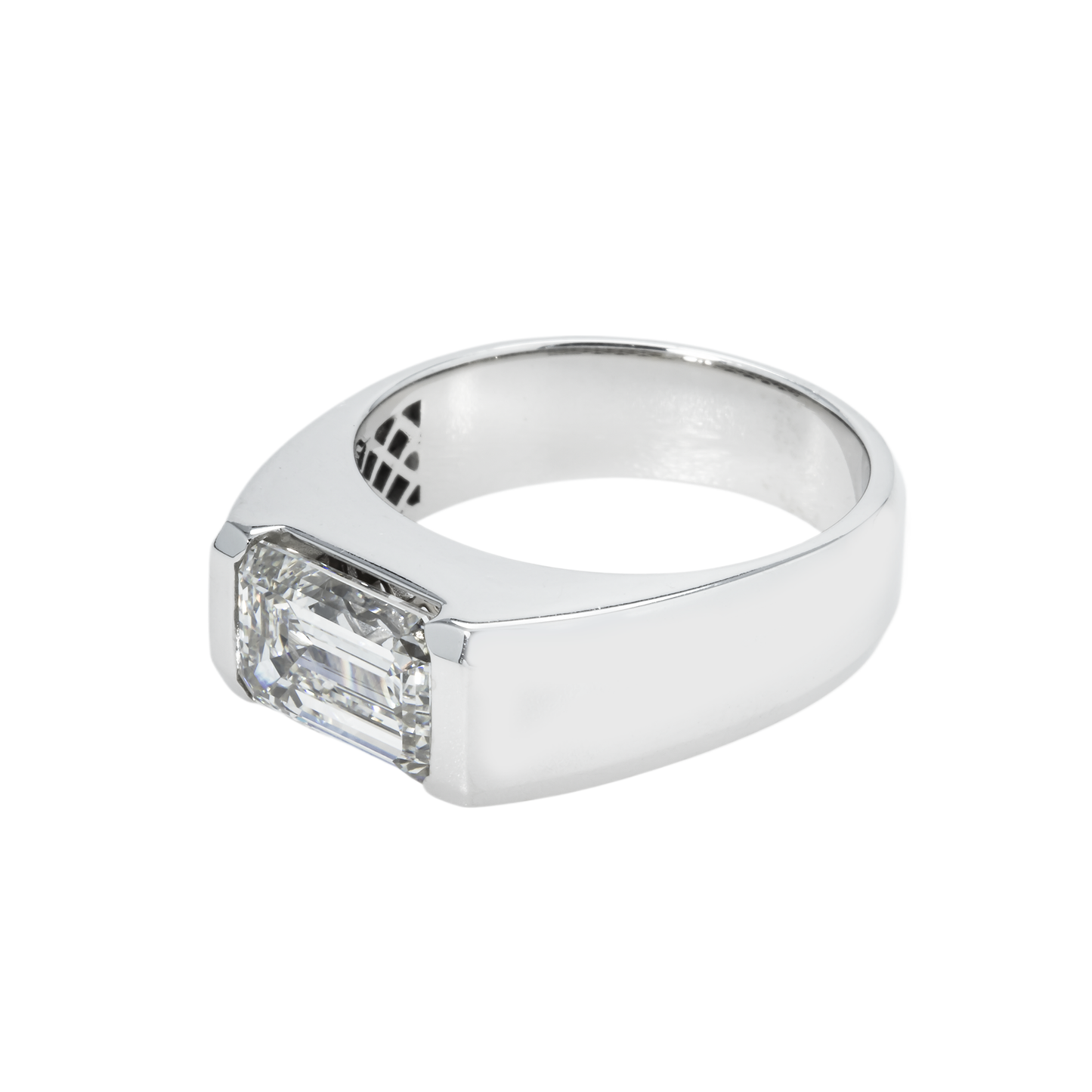 IGI 14K White Gold Solitaire Emerald Cut Diamond Ring 4.36ct