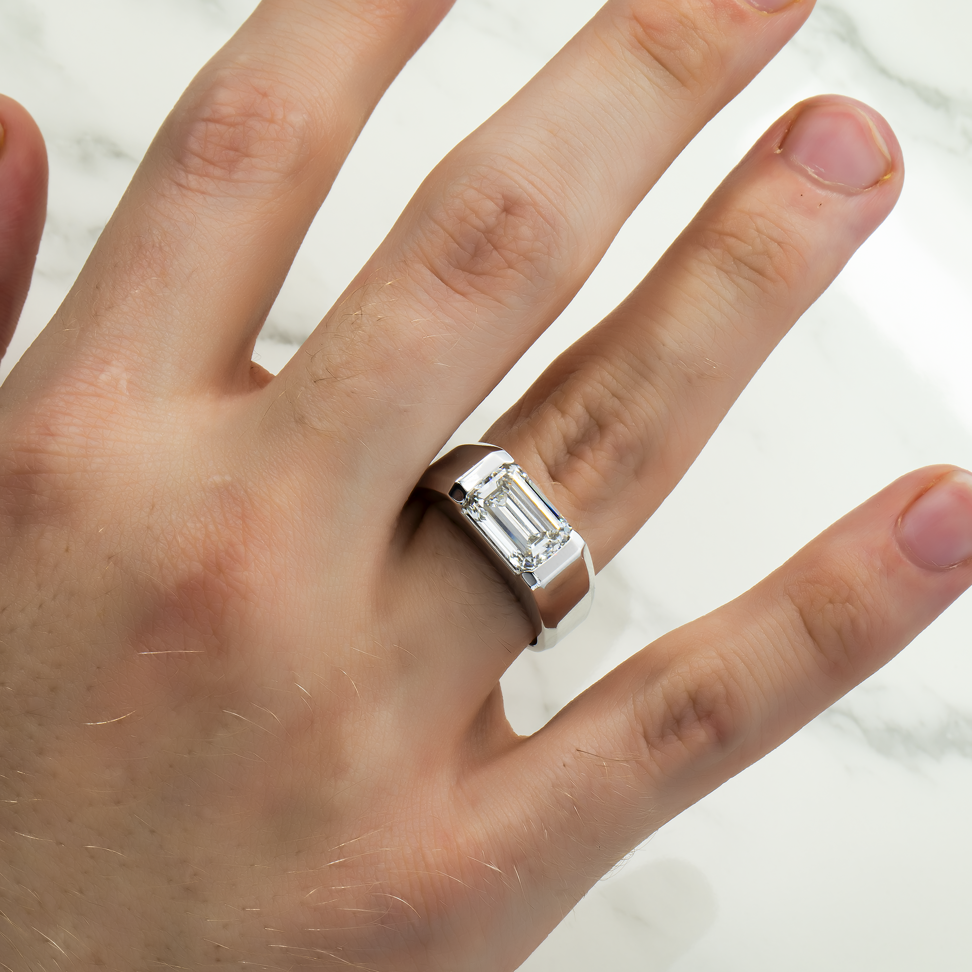 Igi 14K White Gold Solitaire Emerald Cut Diamond Ring 4.36Ct Rings