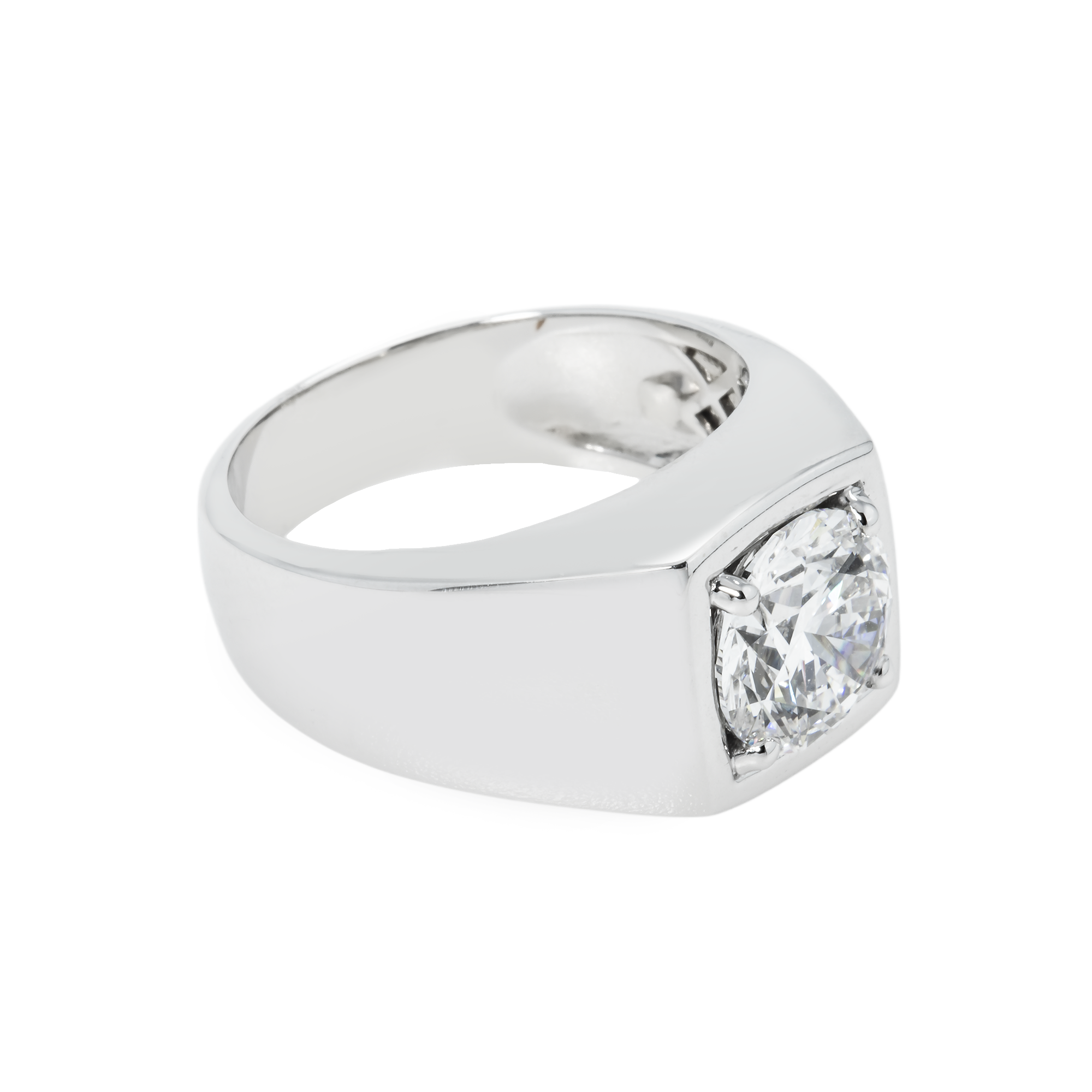 Igi 14K White Gold Solitaire Round Diamond Ring 3.04Ct Rings