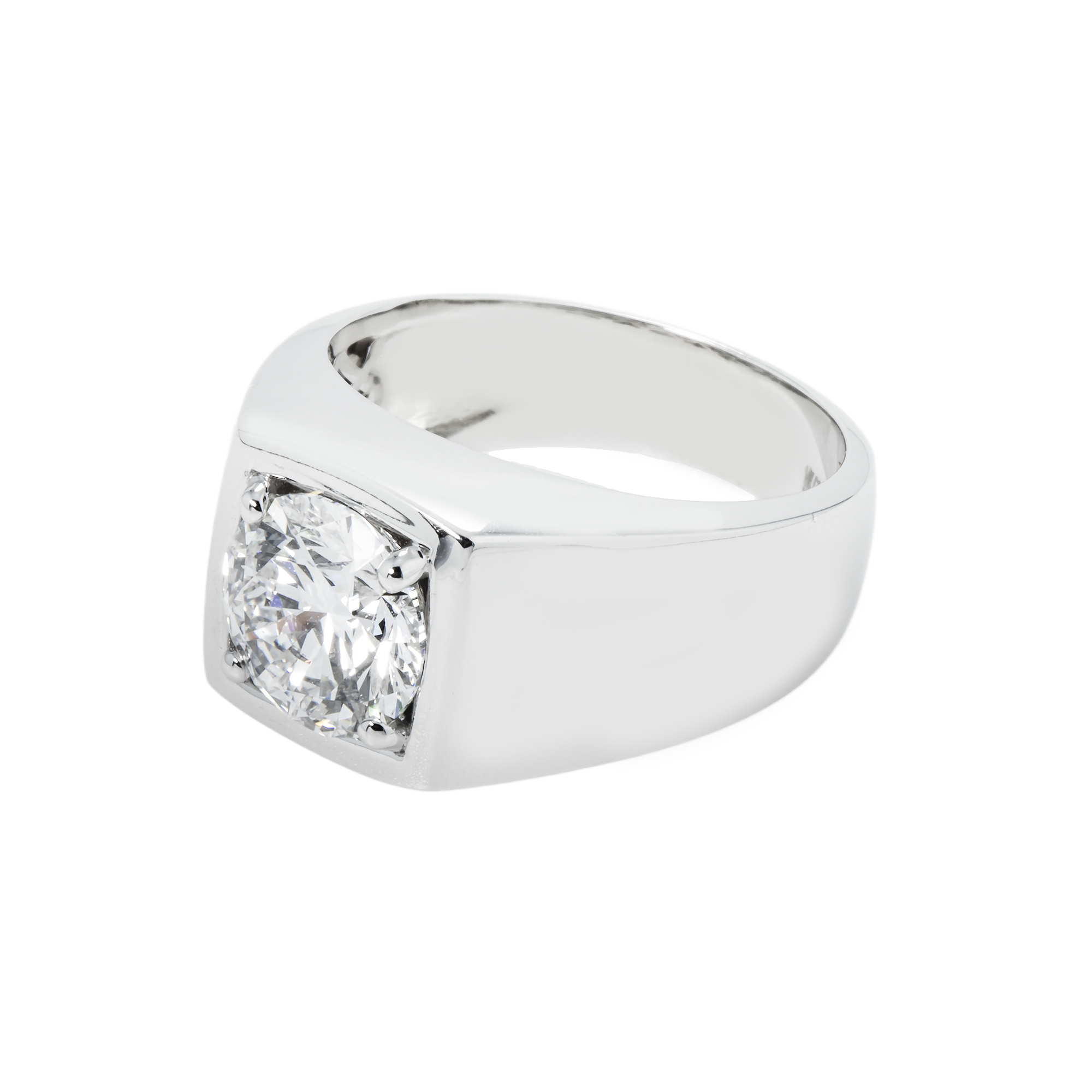 Igi 14K White Gold Solitaire Round Diamond Ring 3.04Ct Rings