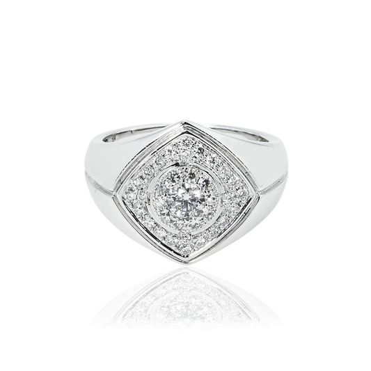 14K White Gold Round Diamond Cluster Ring 0.92ct