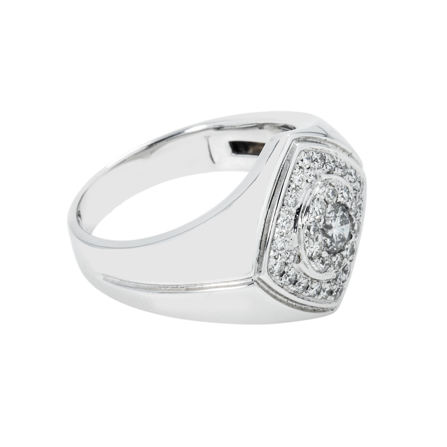 14K White Gold Round Diamond Cluster Ring 0.92ct