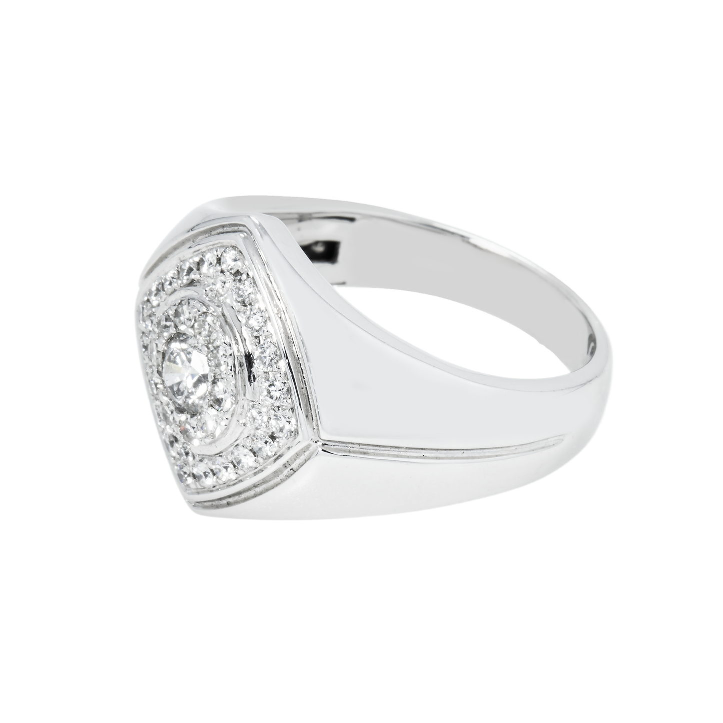 14K White Gold Round Diamond Cluster Ring 0.92ct