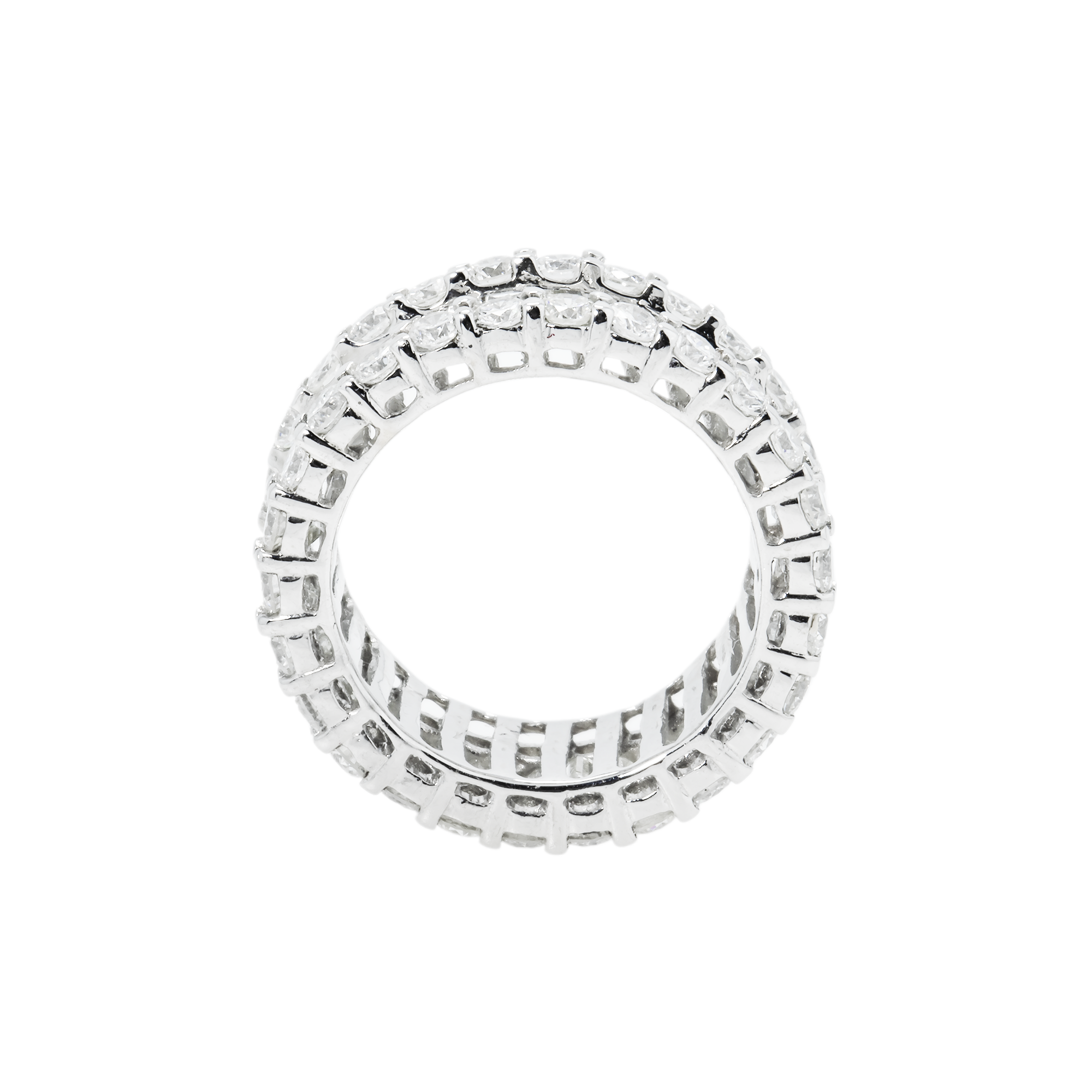 14K White Gold Baguette & Round Cut Diamond Eternity Ring 6.41Ct (Size 6.5) Earrings