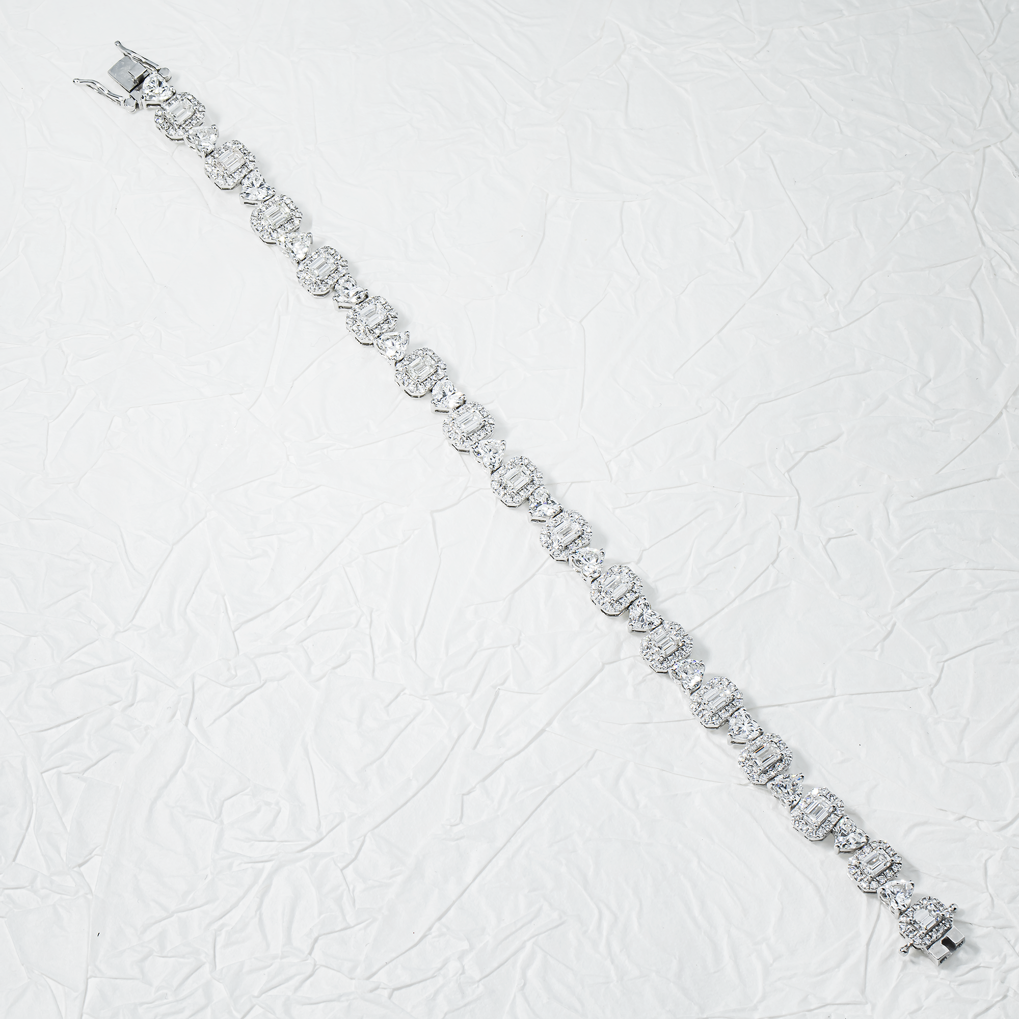14K White Gold Multi Cut Diamond Bracelet 11.25ct