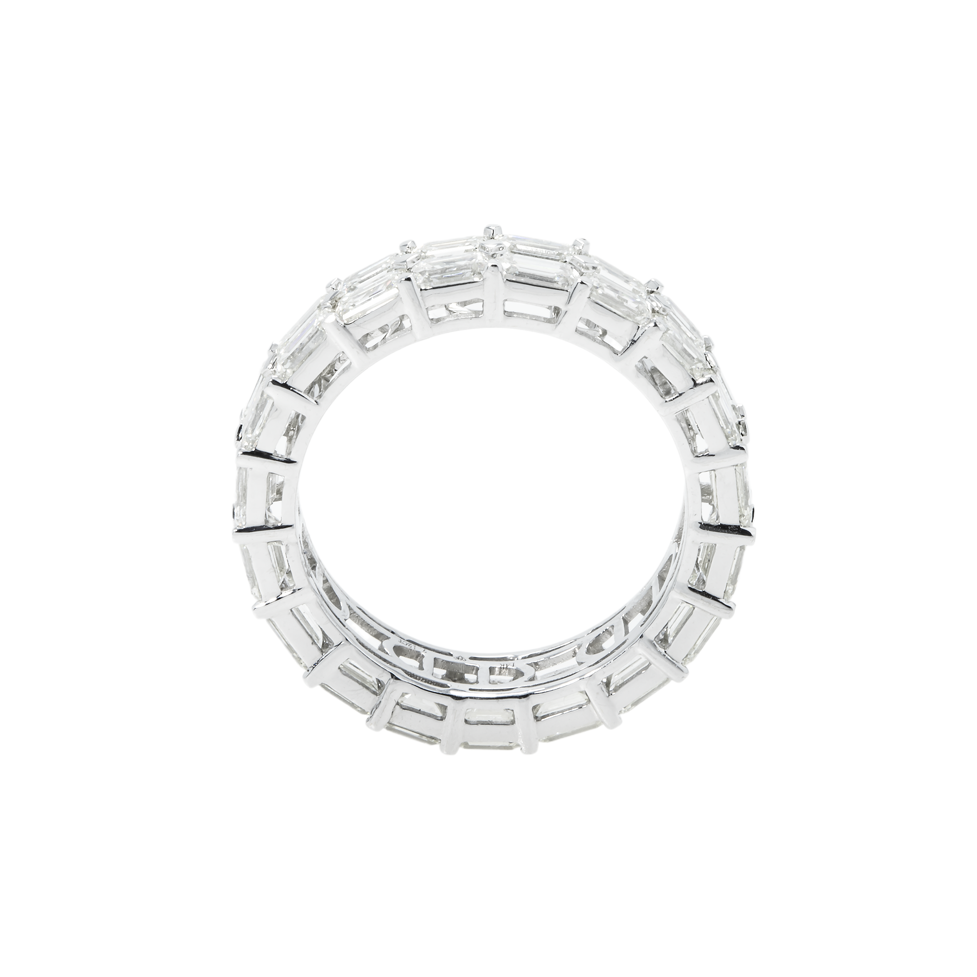 14K White Gold Double Row Emerald Cut Diamond Eternity Ring 7.12Ct (Size 8) Rings