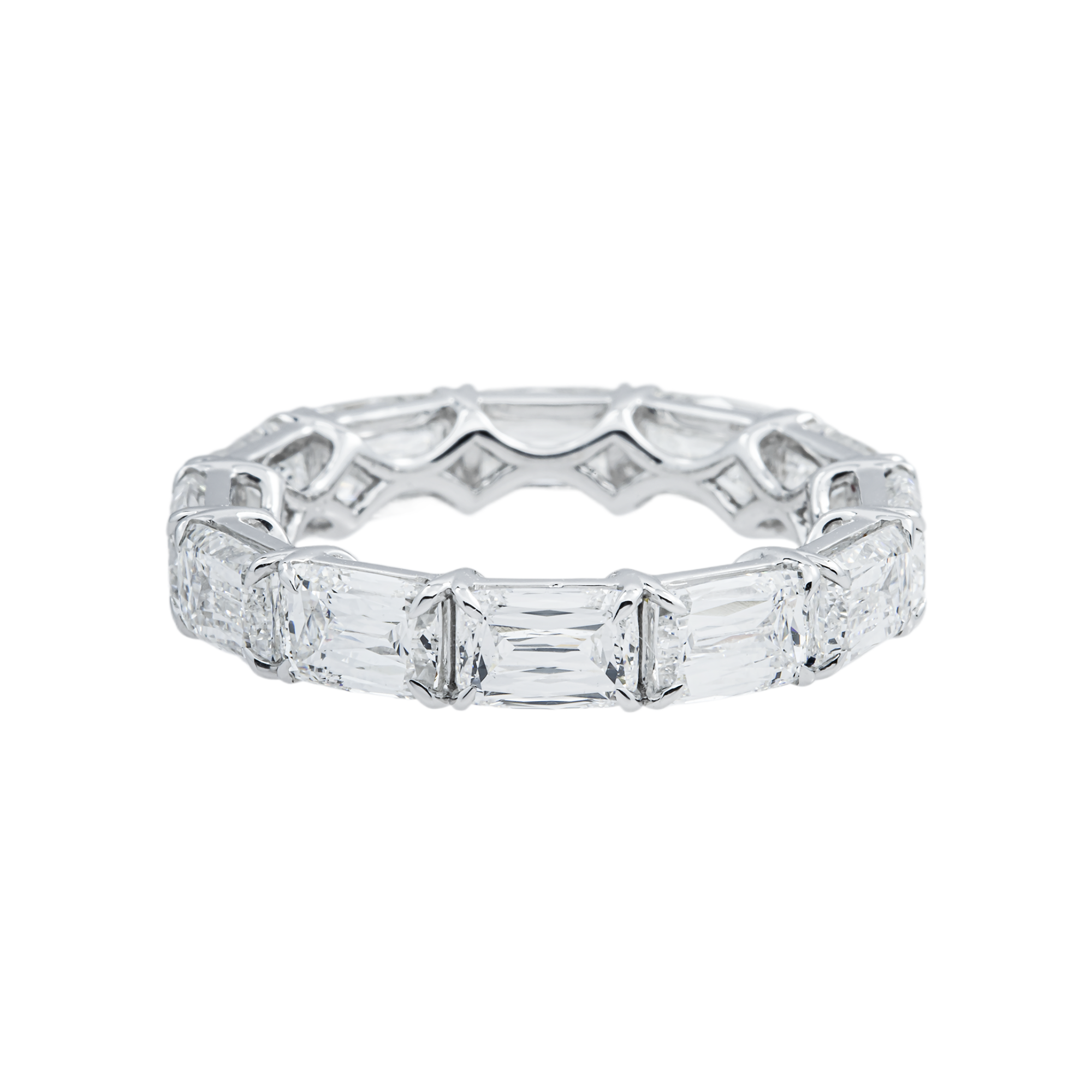 14K White Gold Radiant Cut Diamond Eternity Ring 6.43ct (Size 6.5)