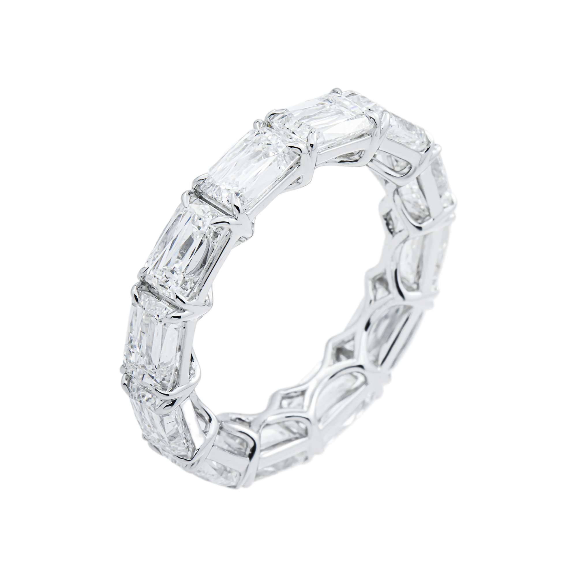 14K White Gold Radiant Cut Diamond Eternity Ring 6.43ct (Size 6.5)