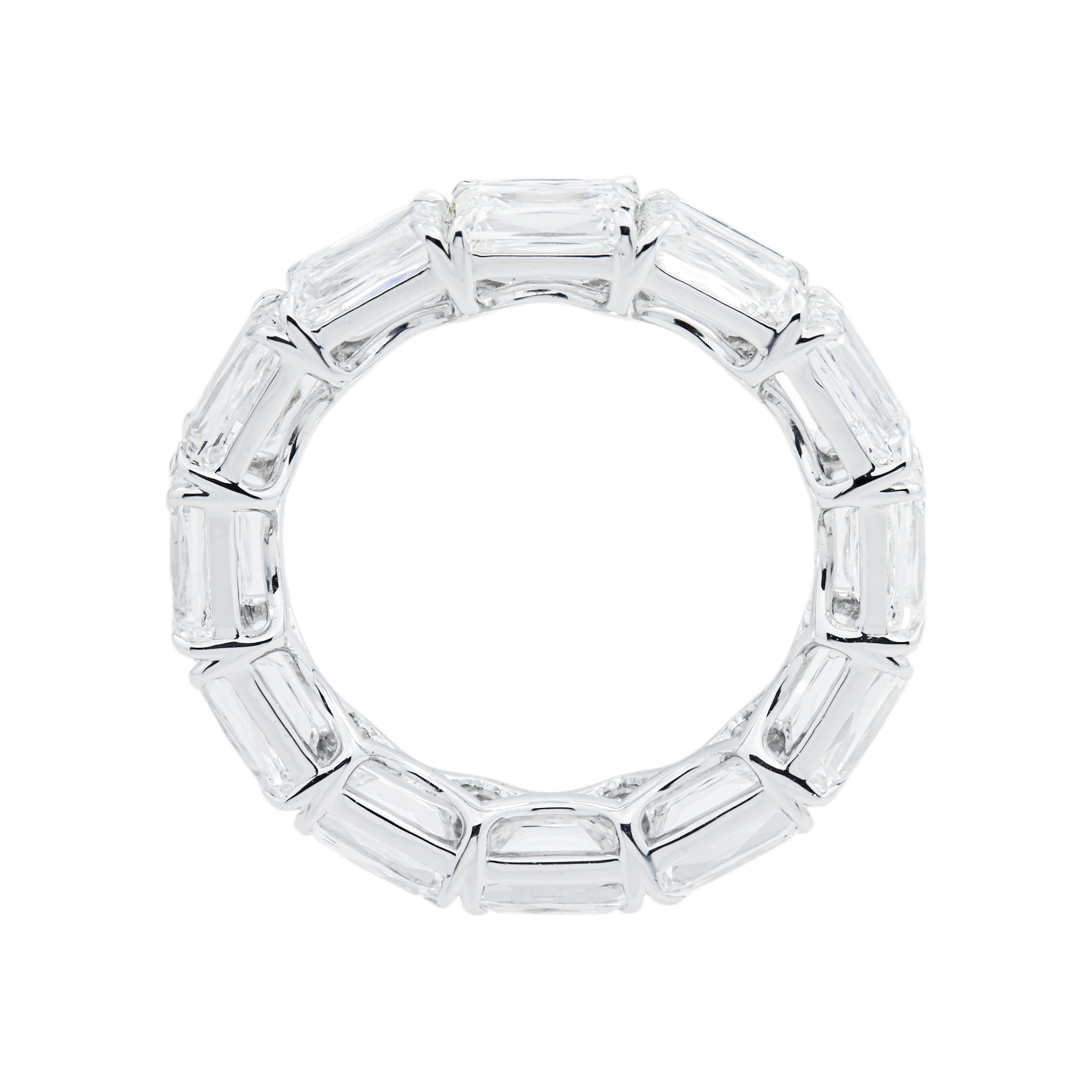 14K White Gold Radiant Cut Diamond Eternity Ring 6.43ct (Size 6.5)