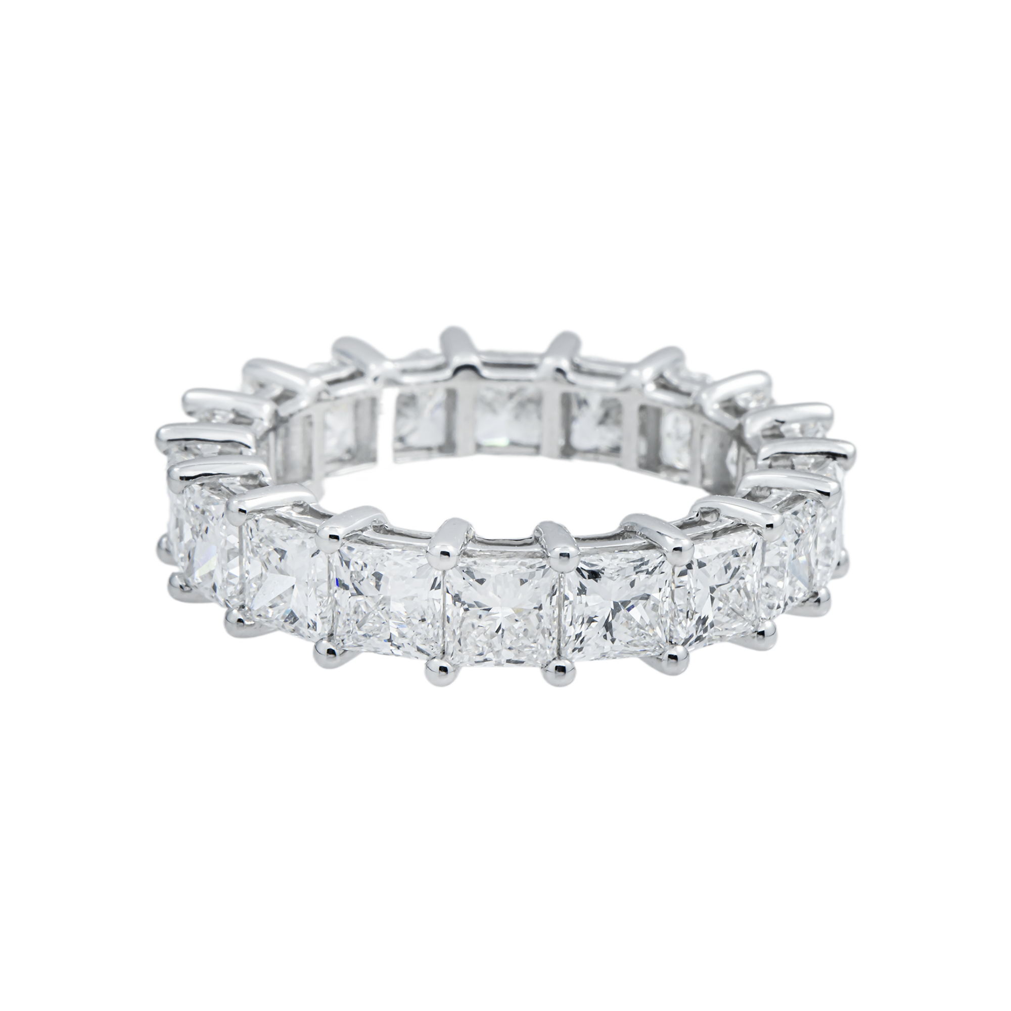 14K White Gold Princess Cut Diamond Eternity Ring 5.77ct (Size 6)