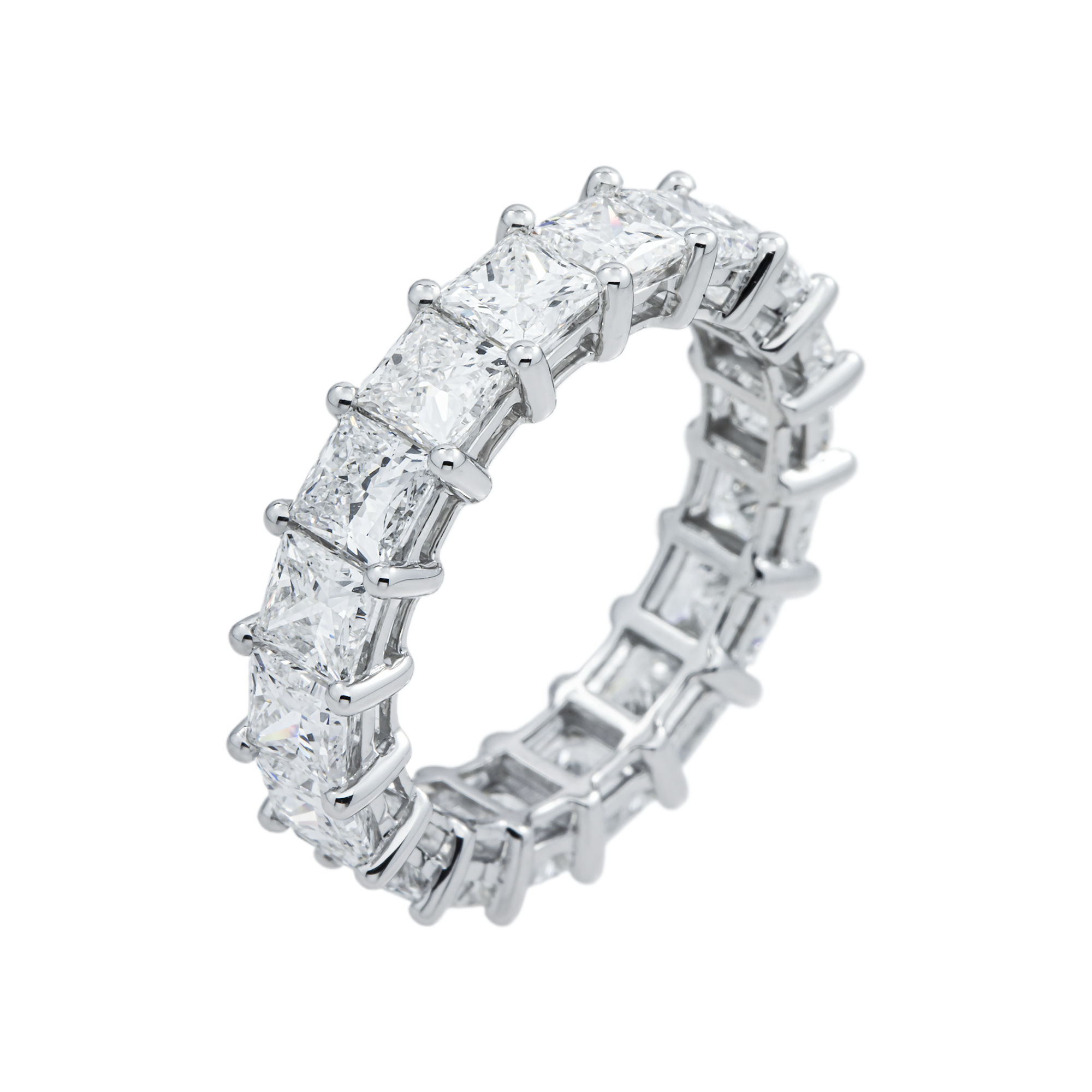 14K White Gold Princess Cut Diamond Eternity Ring 5.77ct (Size 6)