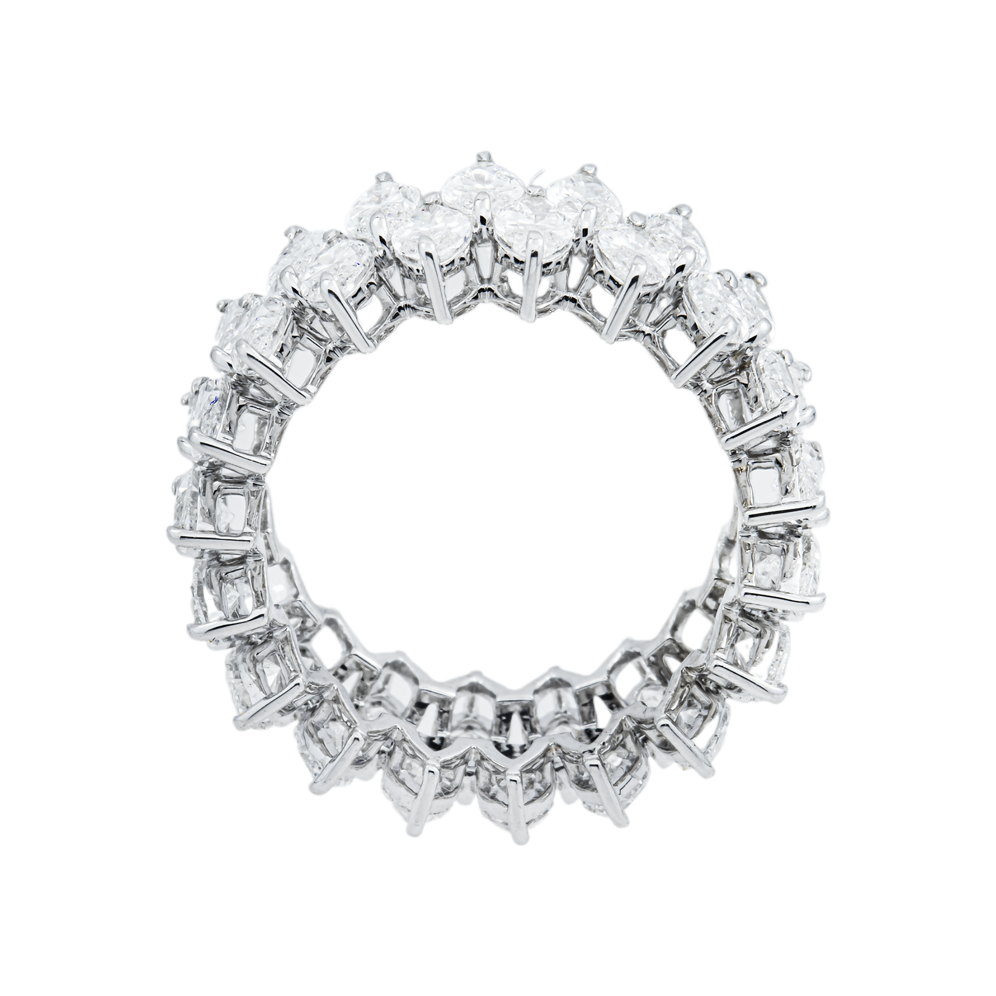 14K White Gold Double Row Marquise Cut Diamond Eternity Ring 6.24ct (Size 6)