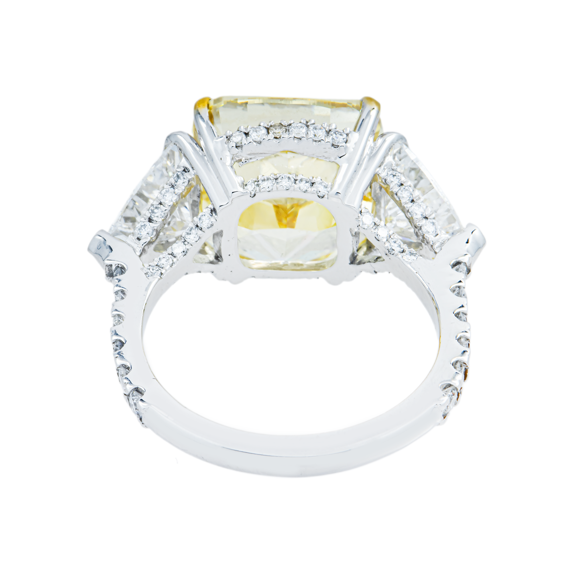 18K White Gold 11.02ct Fancy Yellow & White Diamond Ring 14.54ctw