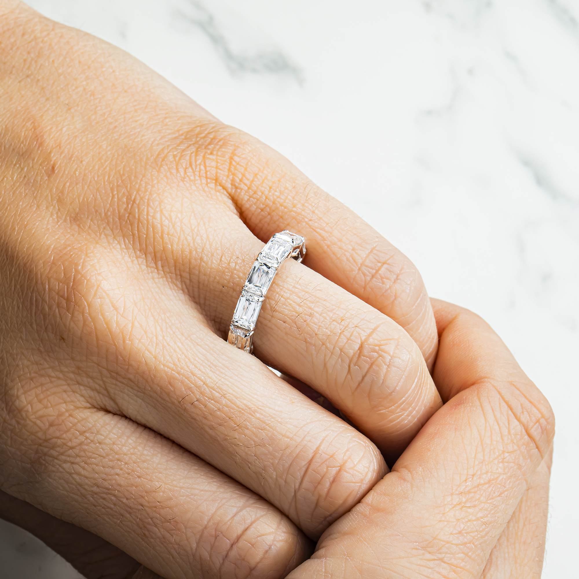 14K White Gold Radiant Cut Diamond Eternity Ring 6.43ct (Size 6.5)