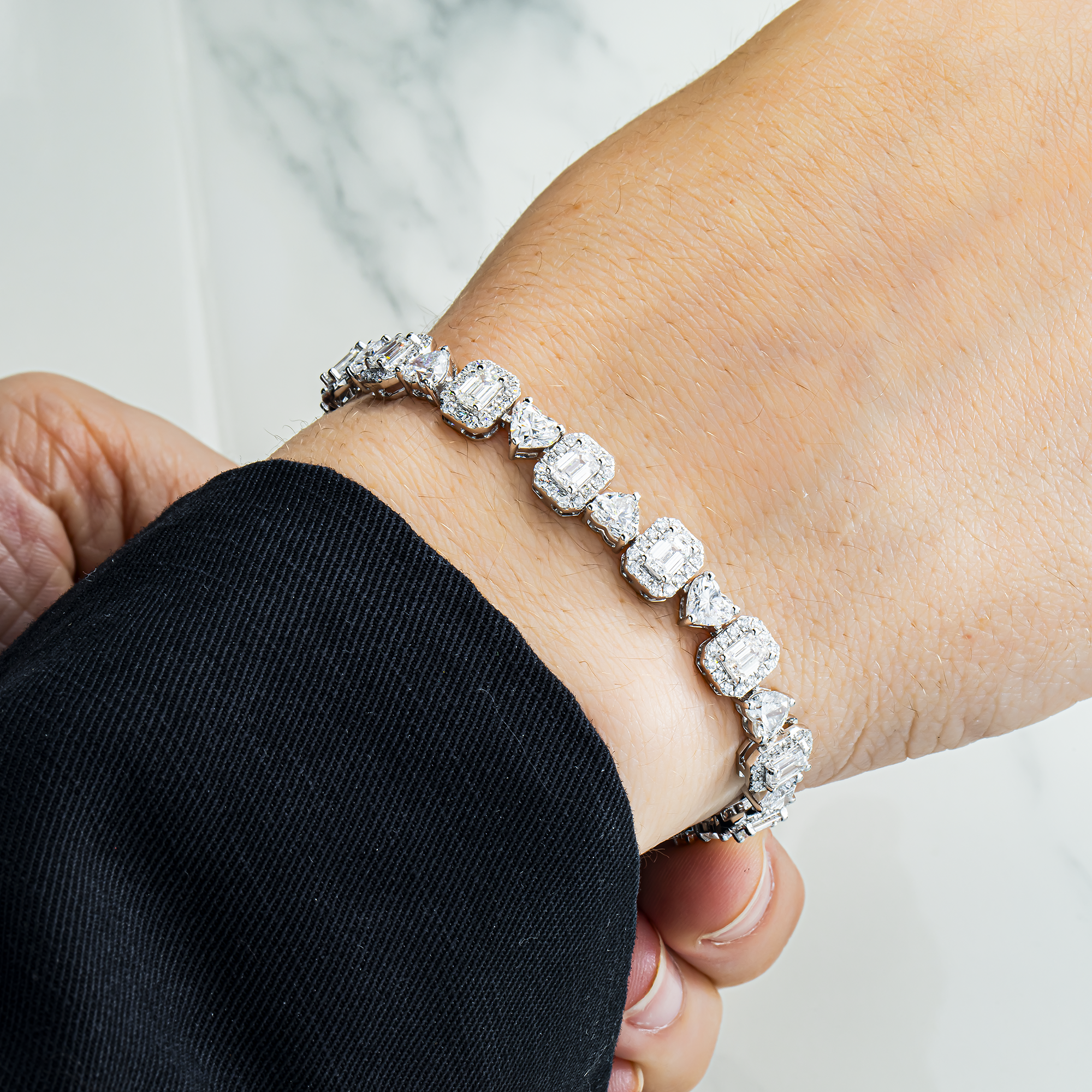 14K White Gold Multi Cut Diamond Bracelet 11.25ct