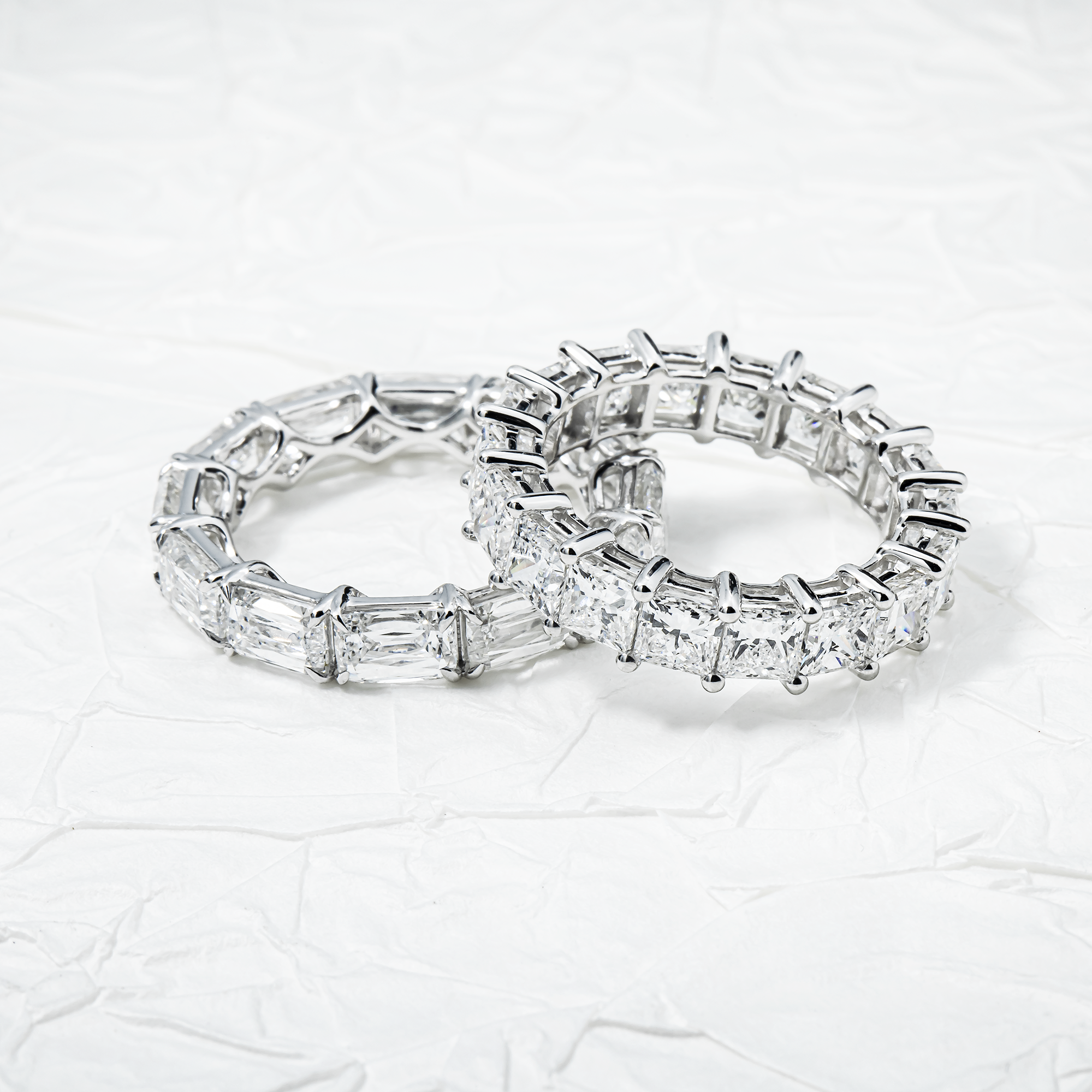 14K White Gold Princess Cut Diamond Eternity Ring 5.77ct (Size 6)