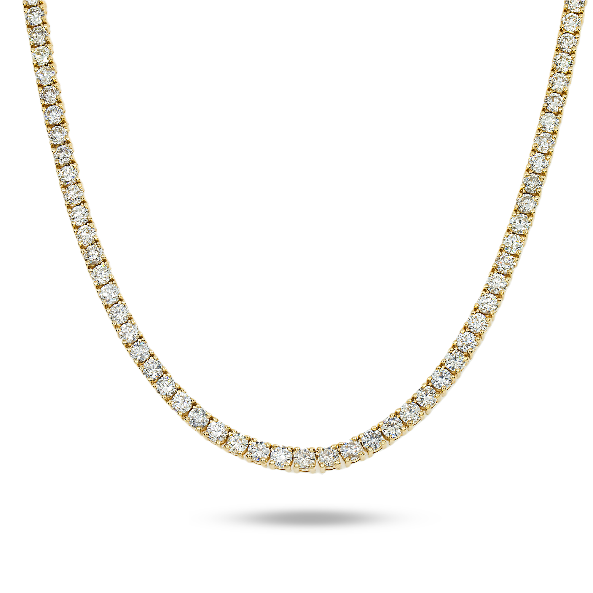 14K Yellow Gold Round Diamond Tennis Chain 53.50Ct Chains