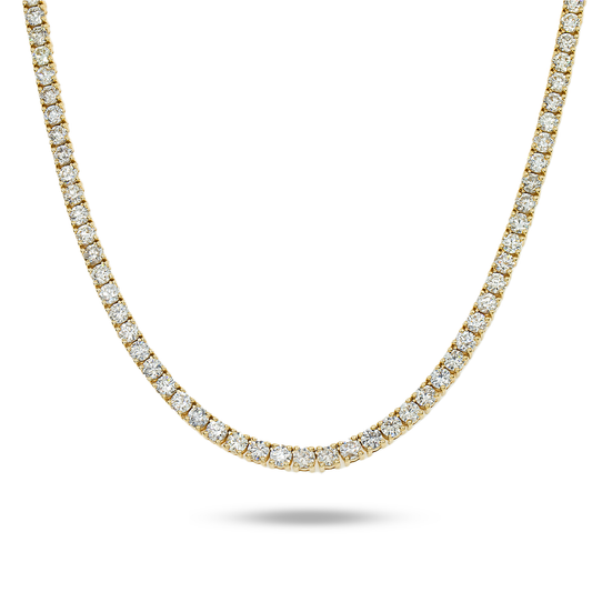 14K Yellow Gold Round Diamond Tennis Chain 53.50ct