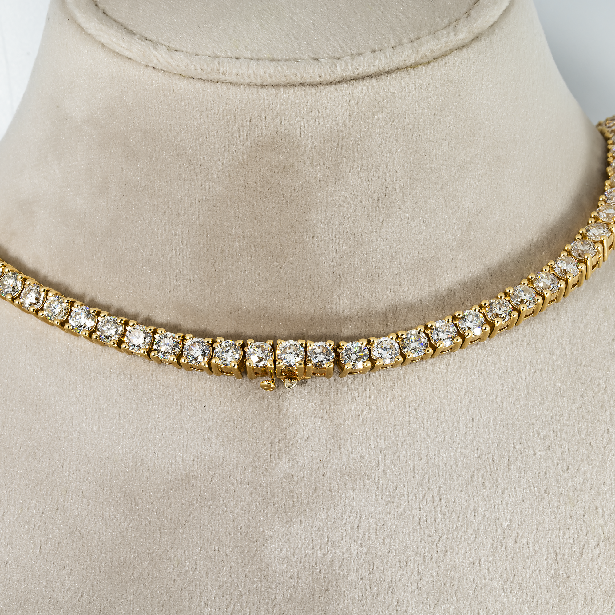 14K Yellow Gold Round Diamond Tennis Chain 53.50Ct Chains