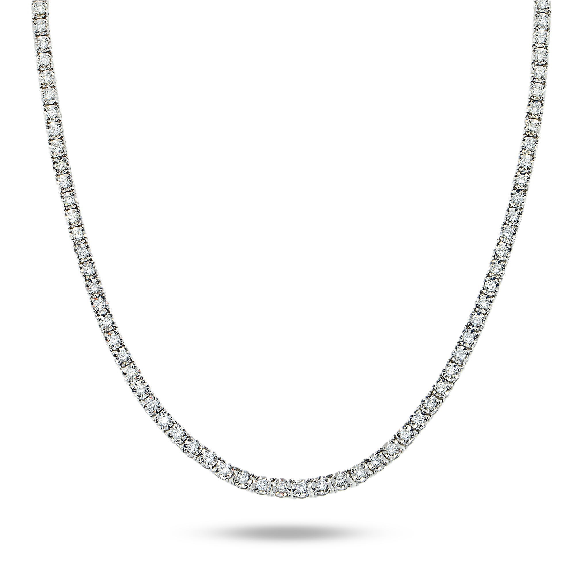 14K White Gold Round Diamond Tennis Chain 6.16Ct (18’’) Chains