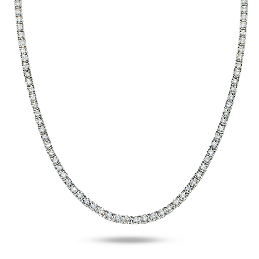 14K White Gold Round Diamond Tennis Chain 6.16ct (18")