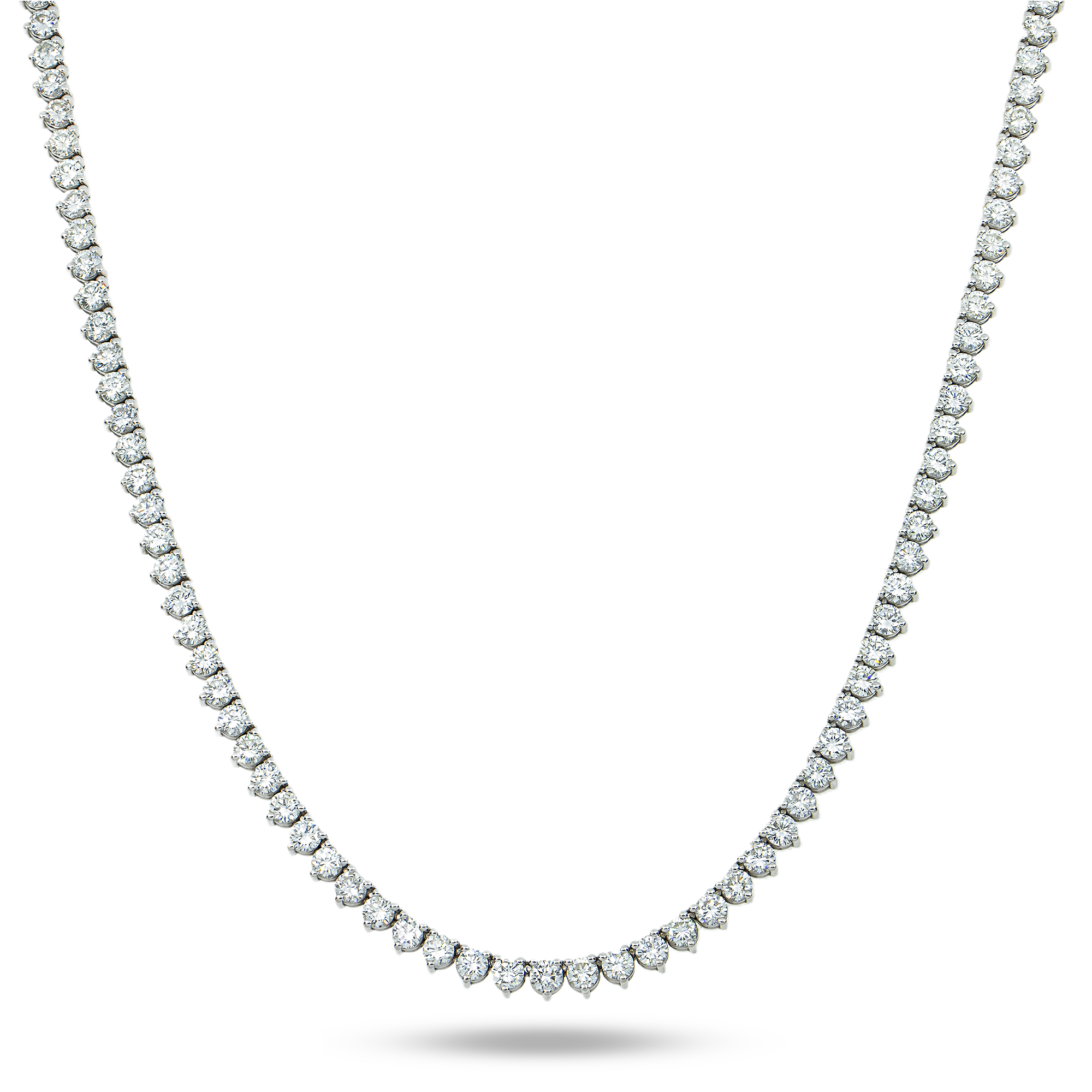 14K White Gold 3-Prong Round Diamond Tennis Chain 36.70Ct Chains