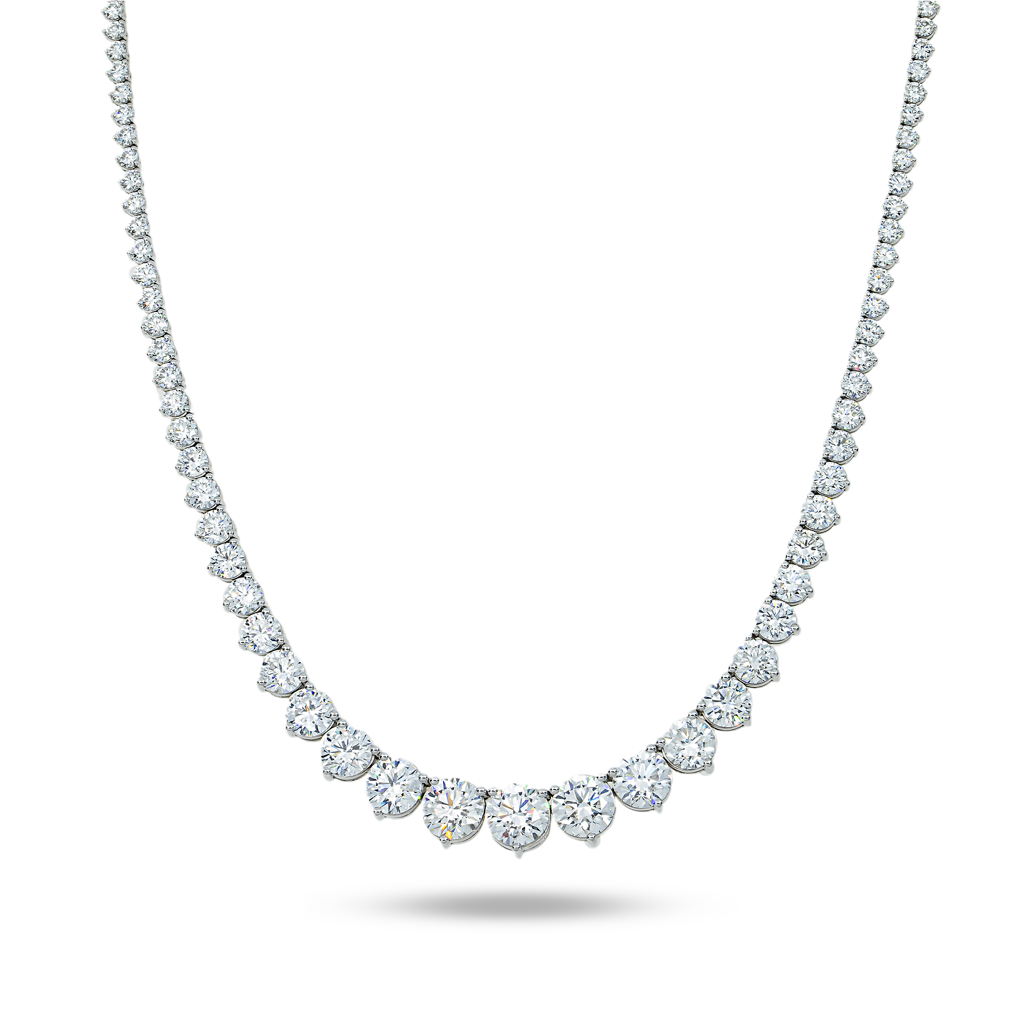 14K White Gold Graduated Round Diamond Tennis Chain 21.61Ct Chains