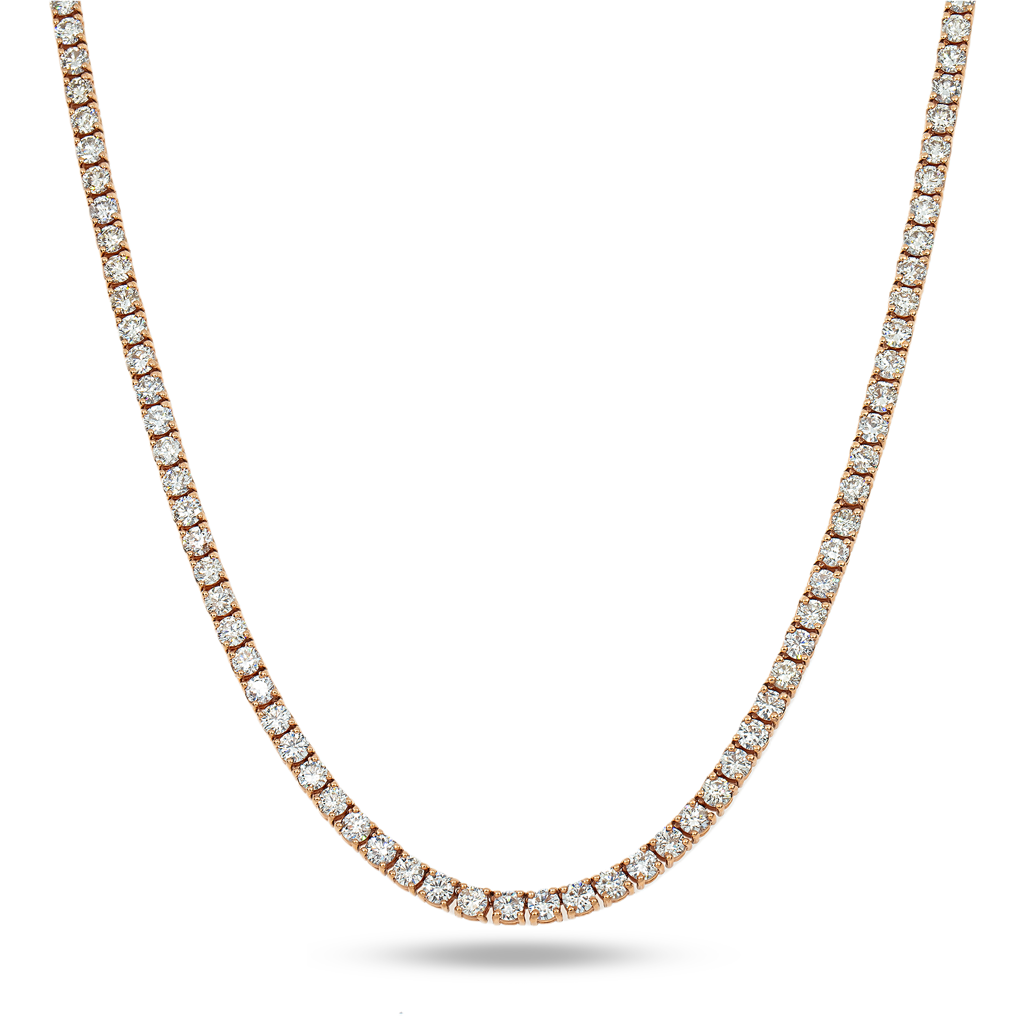 14K Rose Gold Round Diamond Tennis Chain 37.10Ct Chains