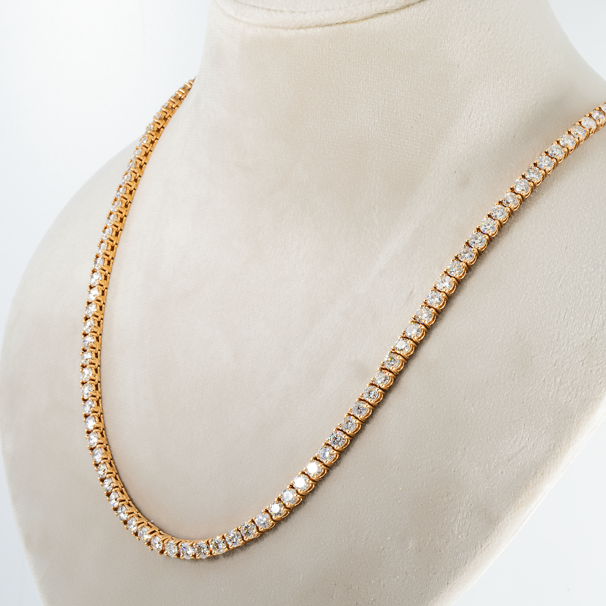 14K Rose Gold Round Diamond Tennis Chain 37.10Ct Chains