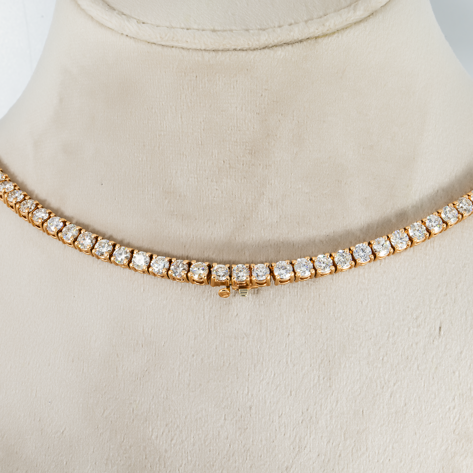 14K Rose Gold Round Diamond Tennis Chain 37.10Ct Chains