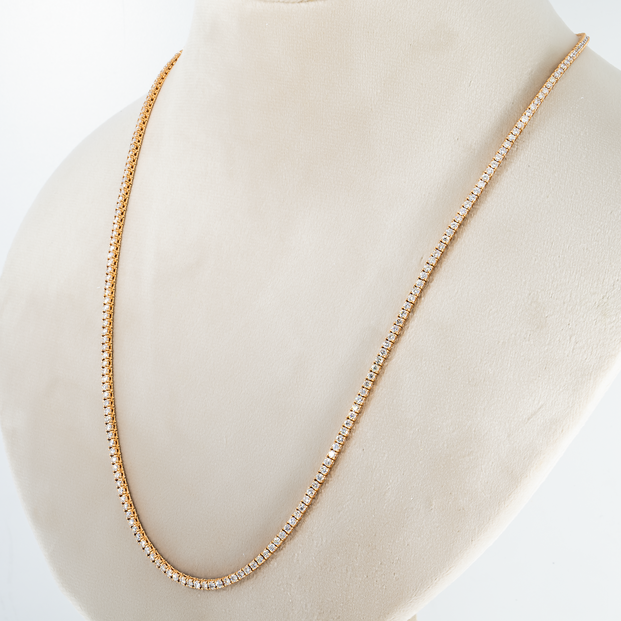 14K Rose Gold Round Diamond Tennis Chain 9.35Ct Chains