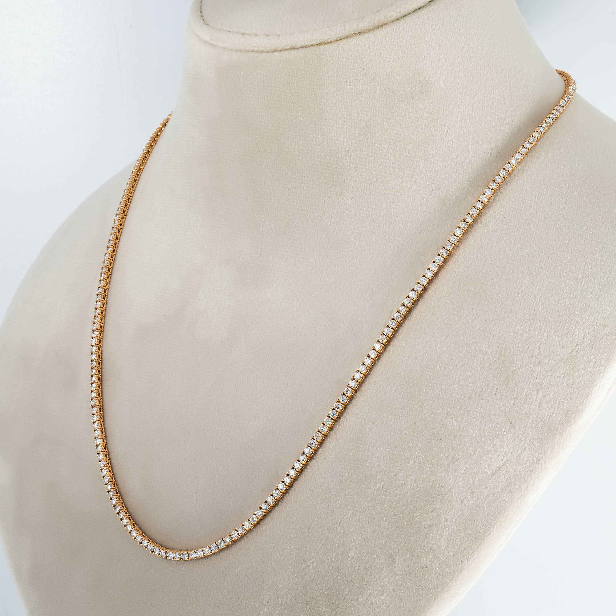 14K Rose Gold Round Diamond Tennis Chain 9.52Ct Chains
