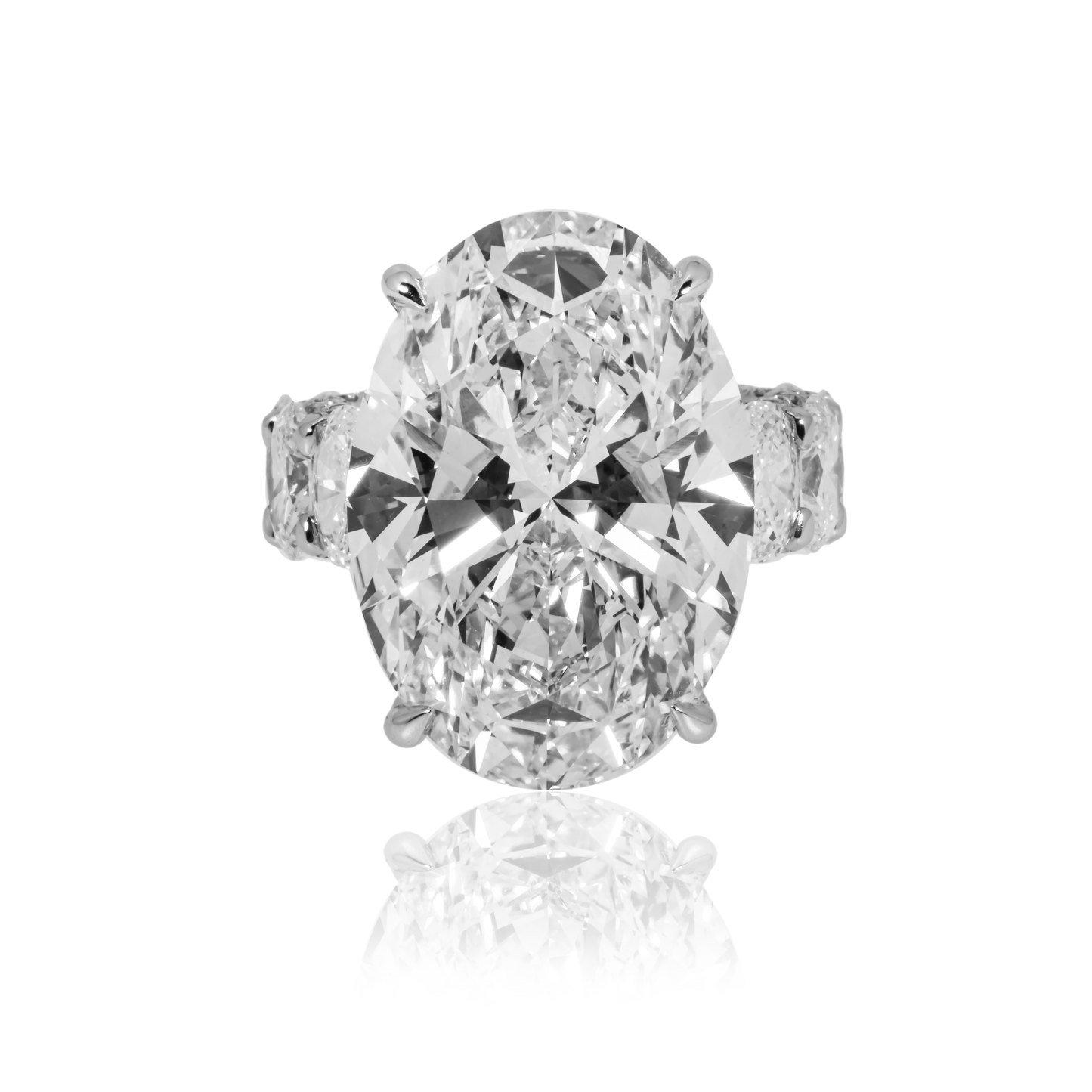 Platinum 22.10ct Oval Cut Diamond Engagement Ring 30.51ctw