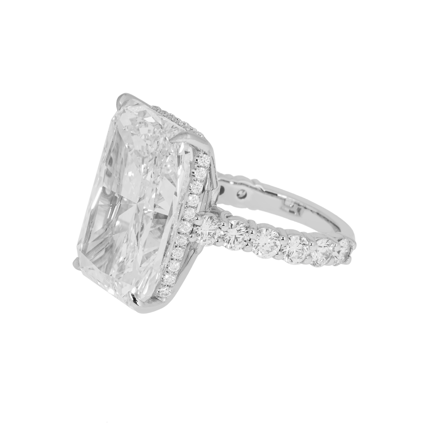 18K White Gold 20.01ct Radiant Cut Diamond Engagement Ring 22.26ctw