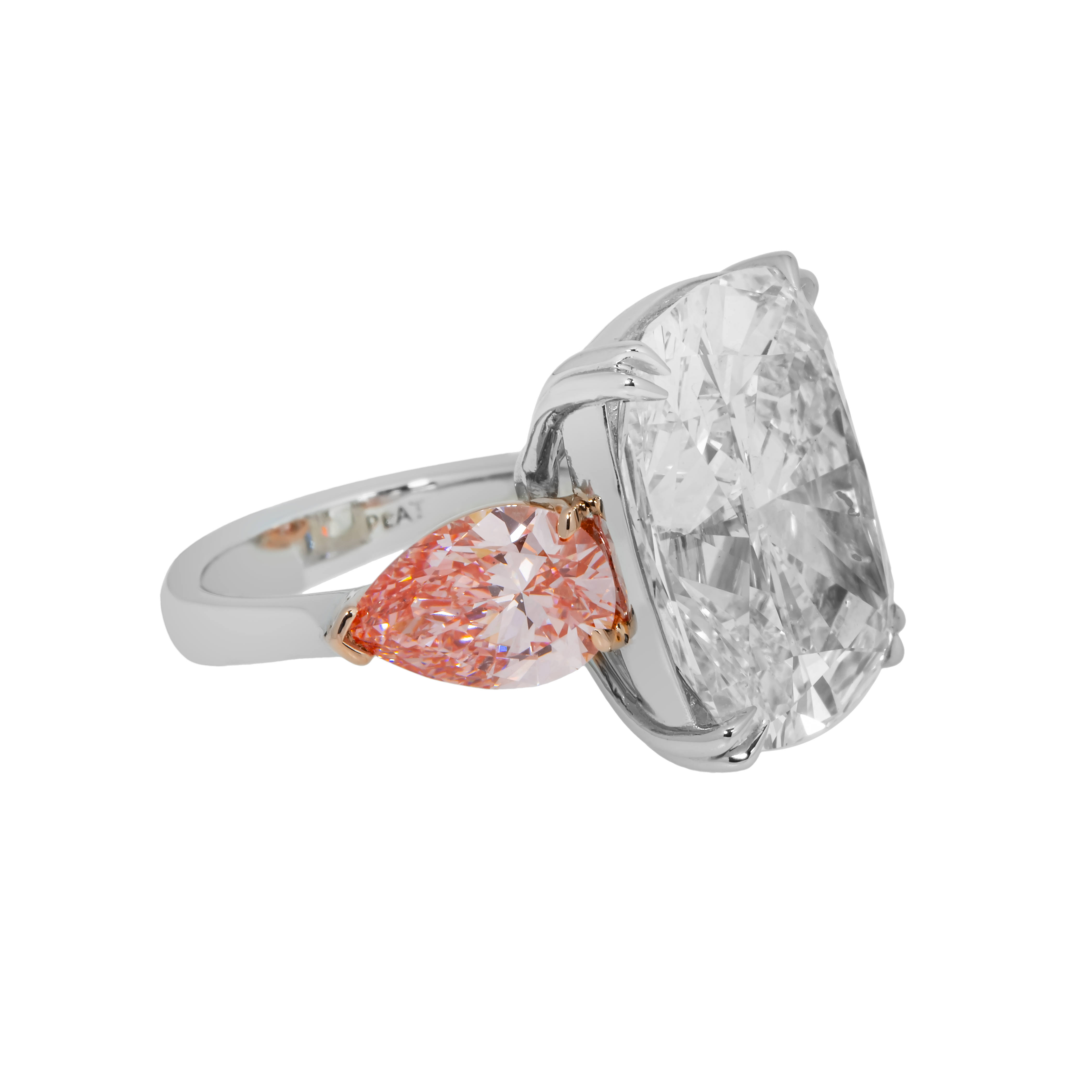 Platinum 20.07Ct Cushion Cut Triple Diamond Engagement Ring 24.09Cw Bridal