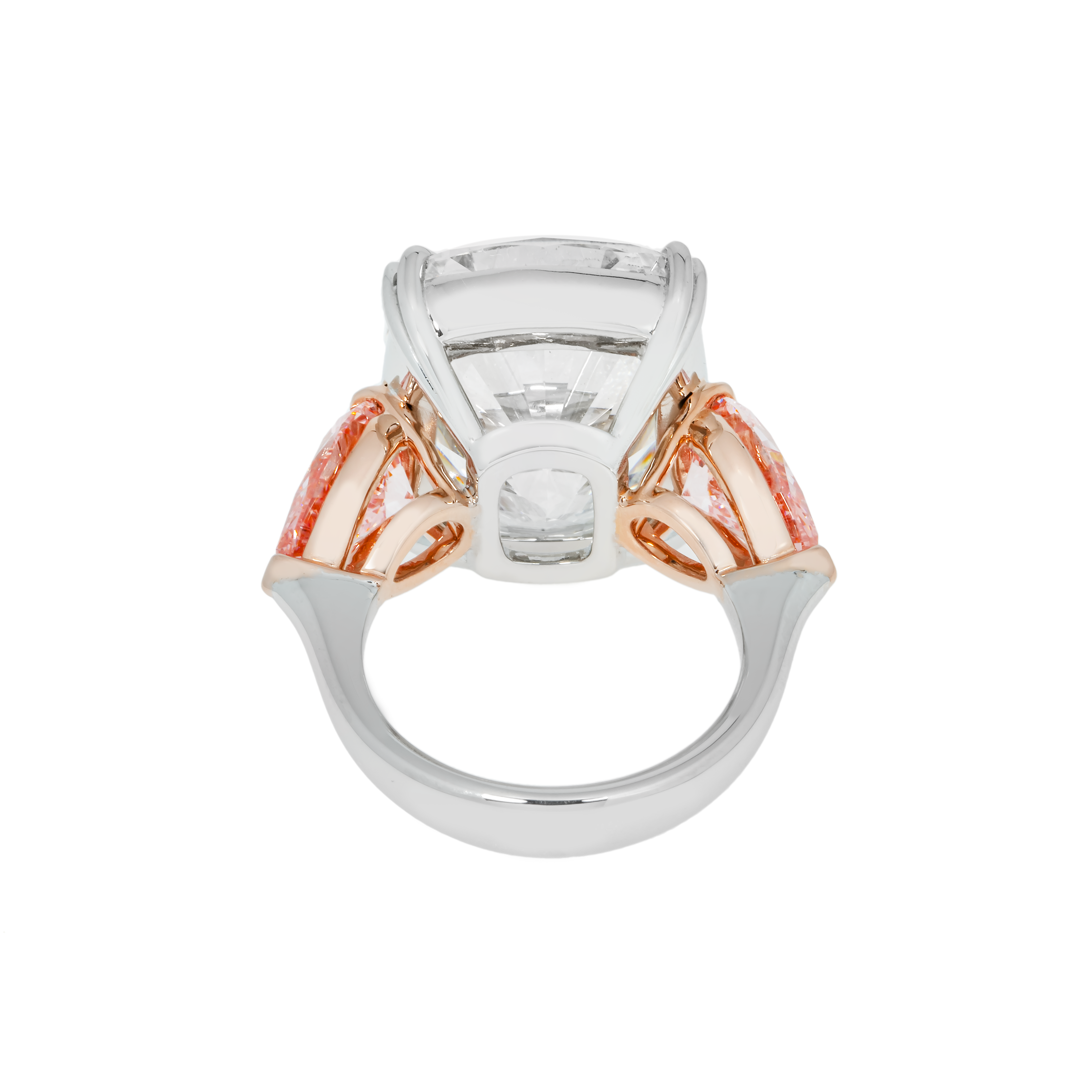 Platinum 20.07Ct Cushion Cut Triple Diamond Engagement Ring 24.09Cw Bridal