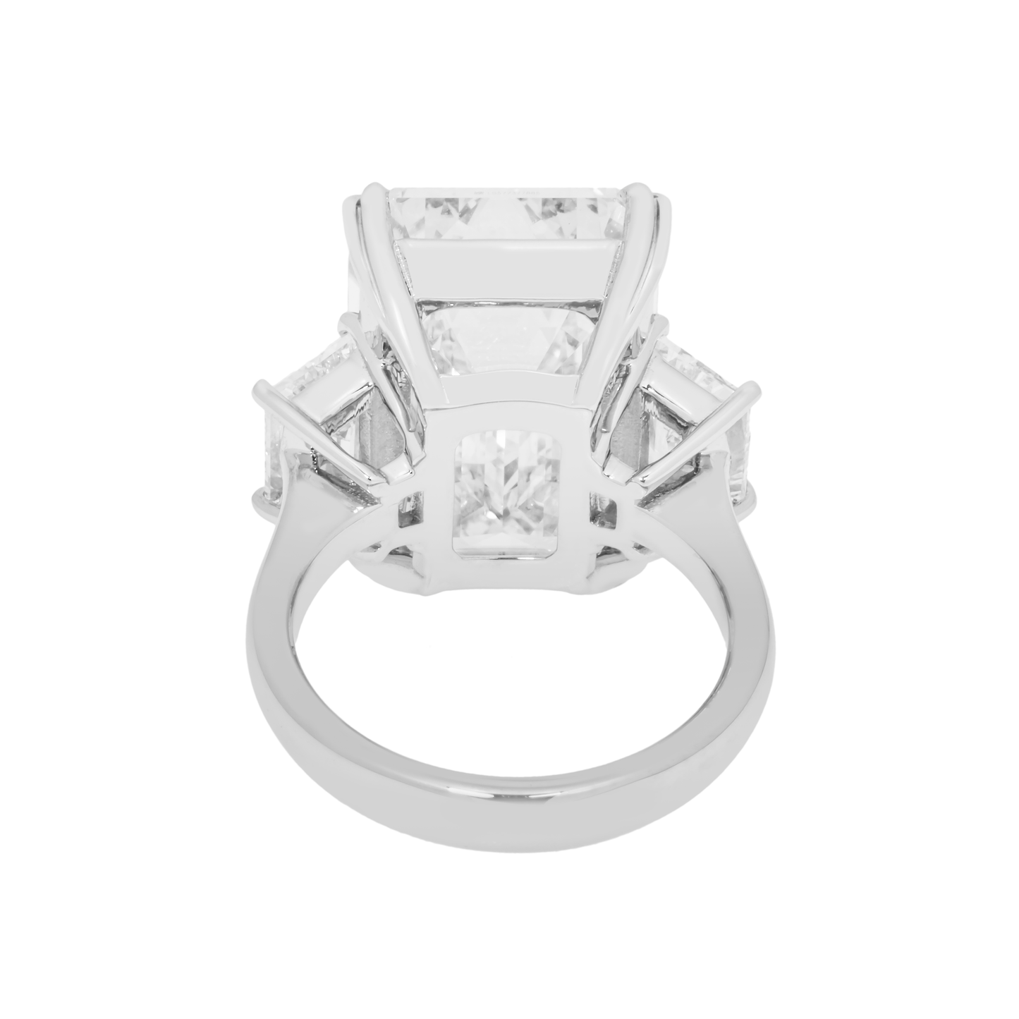 Platinum 20.0ct Triple Emerald Cut Diamond Engagement Ring 21.96ctw