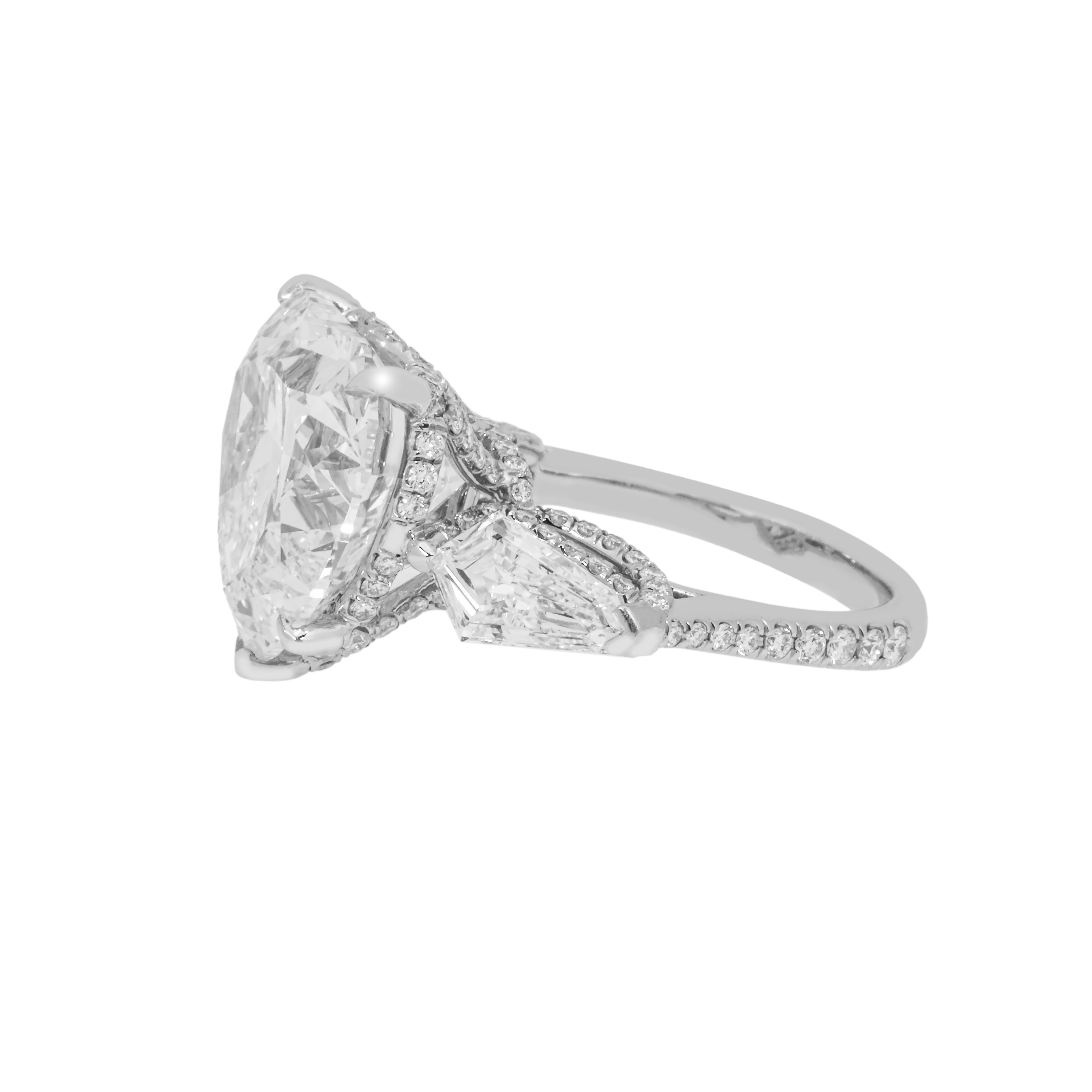 Platinum 11.46Ct Heart Cut Diamond Engagement Ring 13.91Ctw Bridal